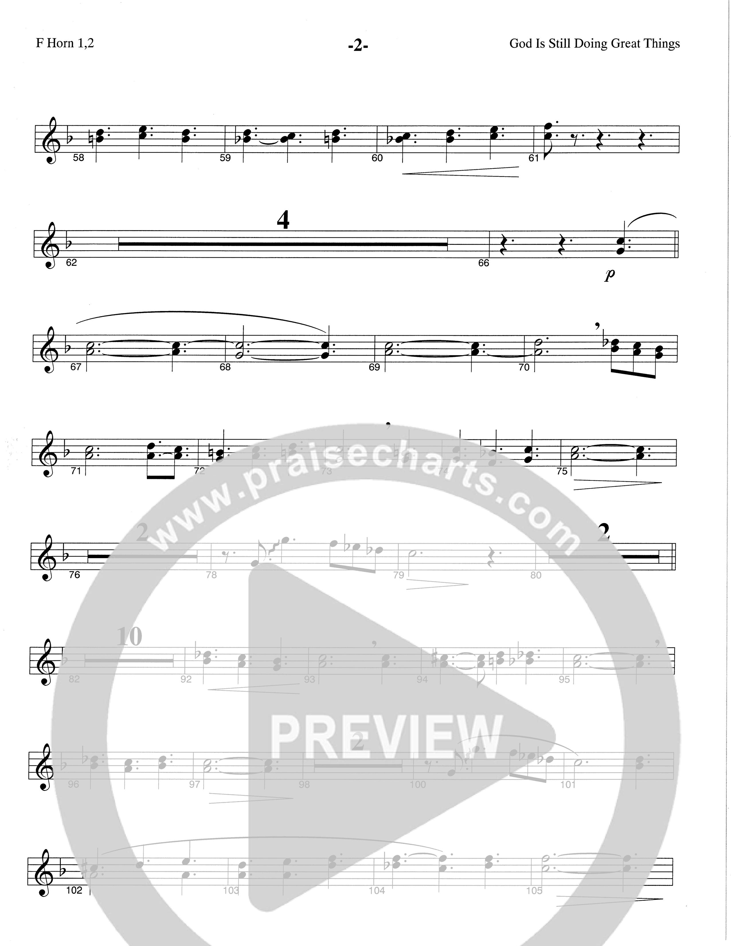 God Is Still Doing Great Things (Choral Anthem SATB) French Horn 1/2 (The Brooklyn Tabernacle Choir / Arr. Carol Cymbala / Orch. Lari Goss)