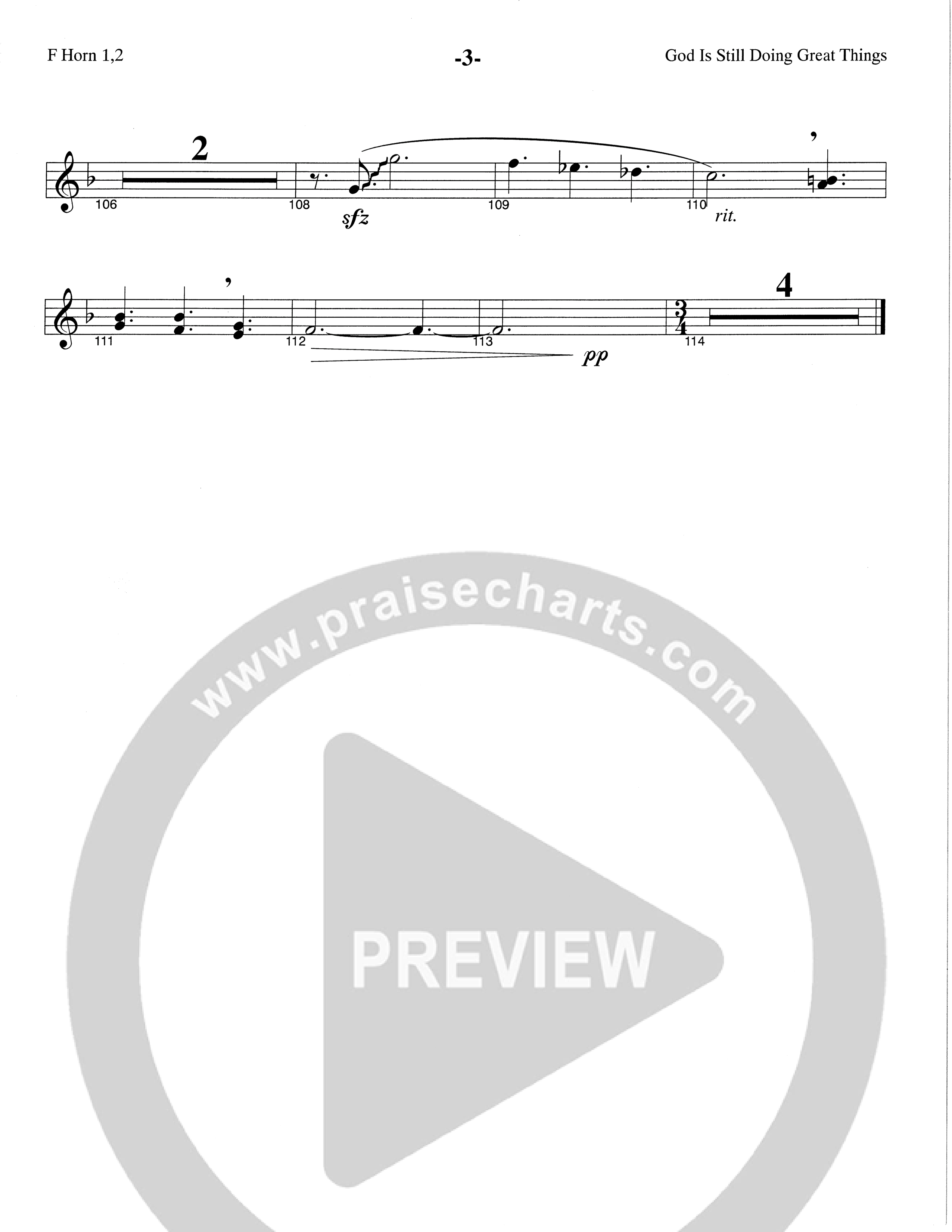 God Is Still Doing Great Things (Choral Anthem SATB) French Horn 1/2 (The Brooklyn Tabernacle Choir / Arr. Carol Cymbala / Orch. Lari Goss)