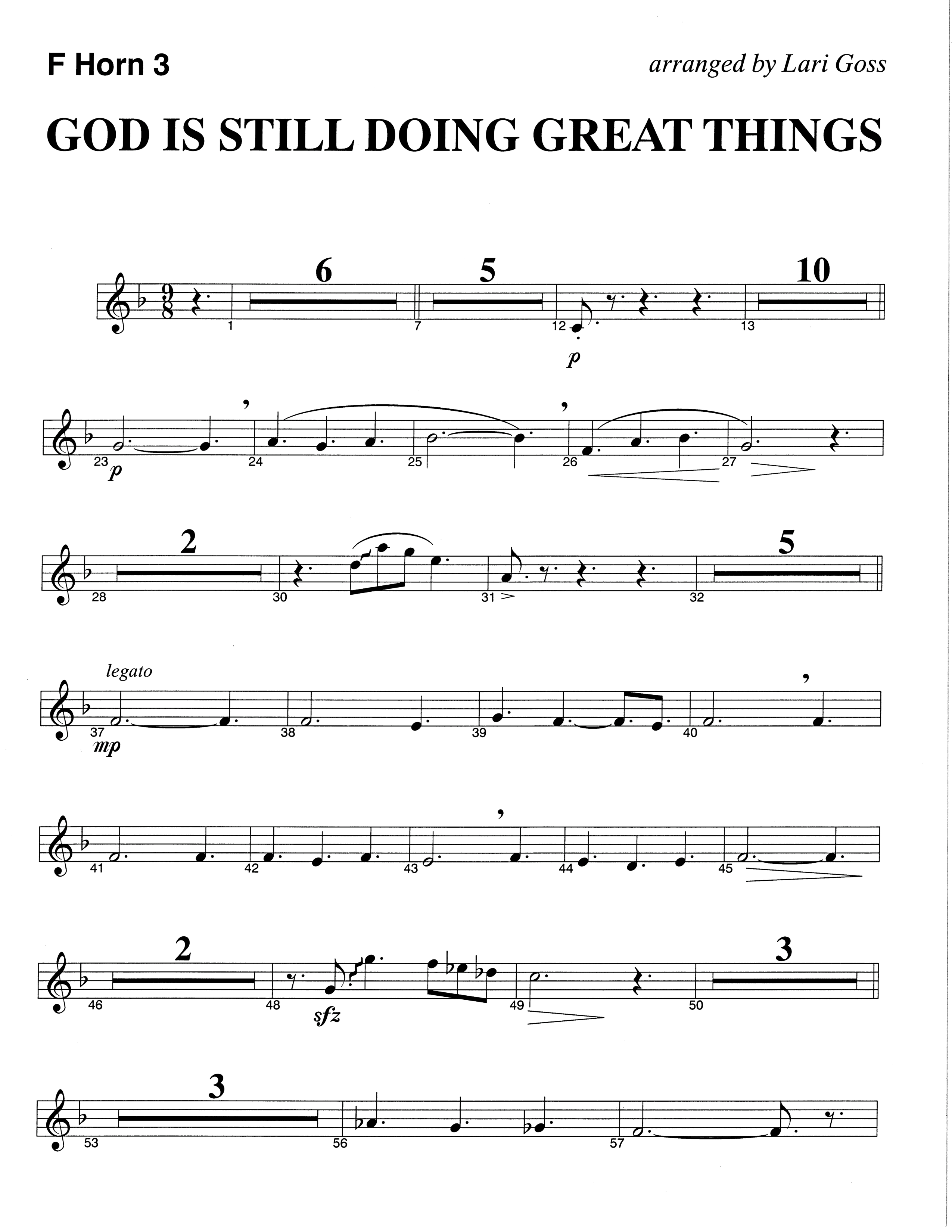 God Is Still Doing Great Things (Choral Anthem SATB) French Horn 3 (The Brooklyn Tabernacle Choir / Arr. Carol Cymbala / Orch. Lari Goss)
