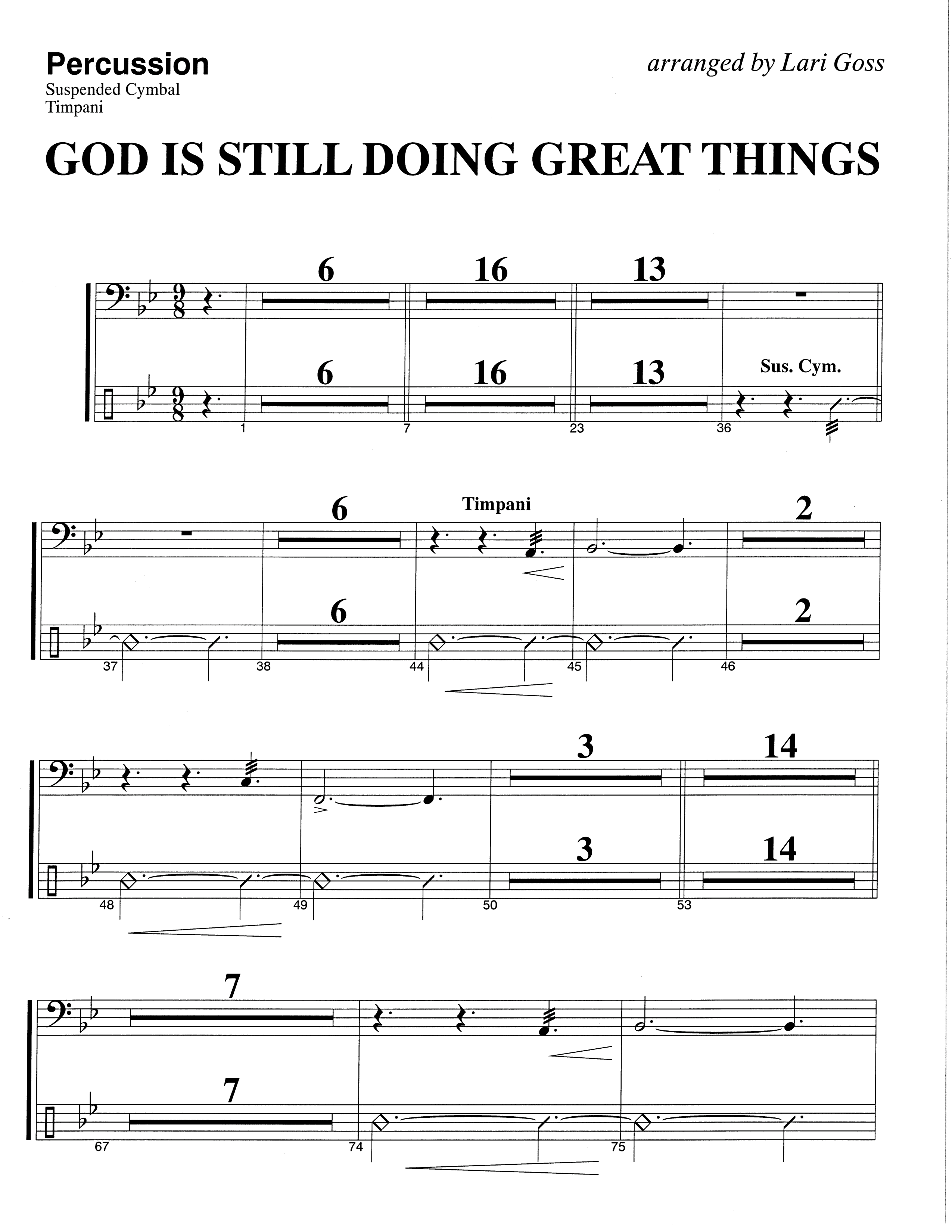 God Is Still Doing Great Things (Choral Anthem SATB) Percussion (The Brooklyn Tabernacle Choir / Arr. Carol Cymbala / Orch. Lari Goss)