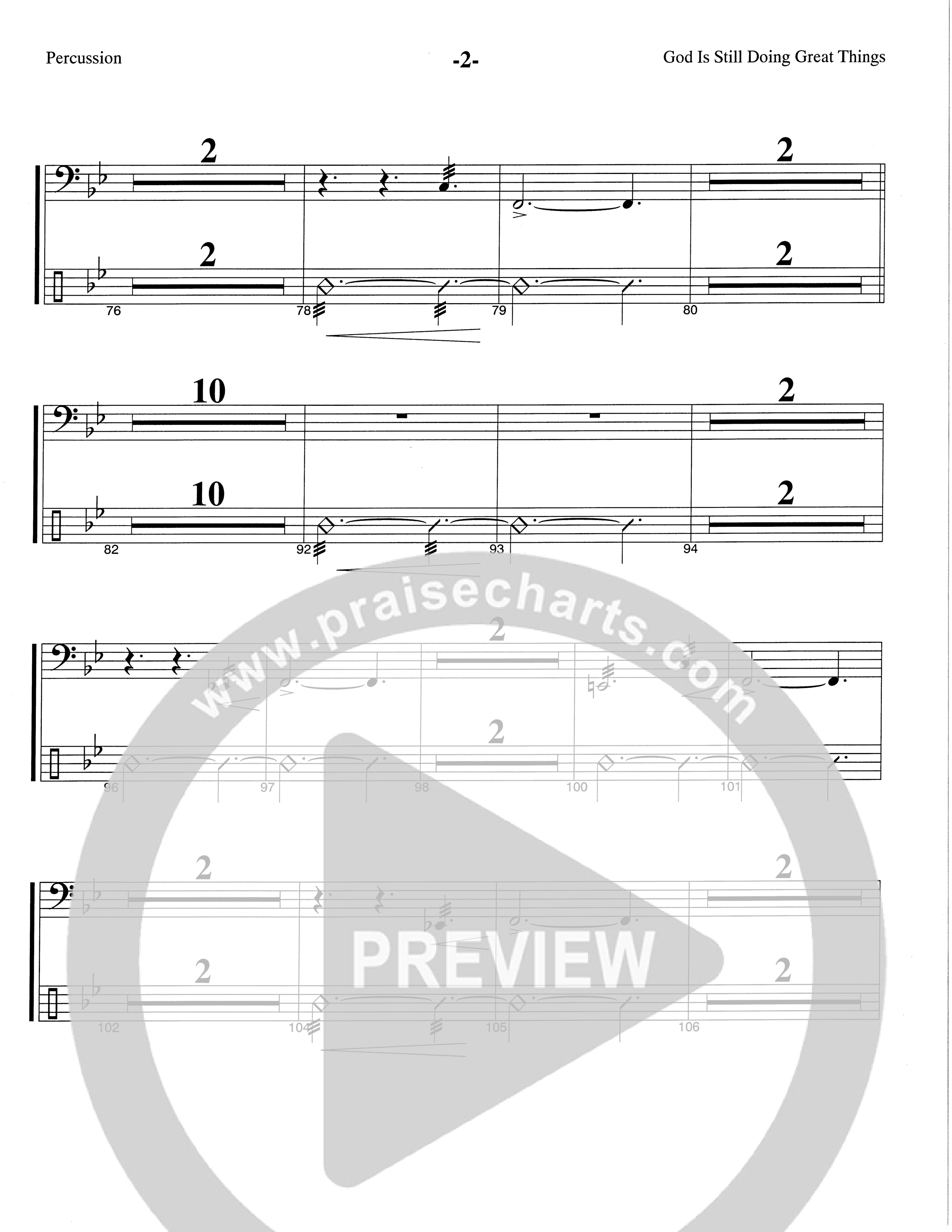 God Is Still Doing Great Things (Choral Anthem SATB) Percussion (The Brooklyn Tabernacle Choir / Arr. Carol Cymbala / Orch. Lari Goss)