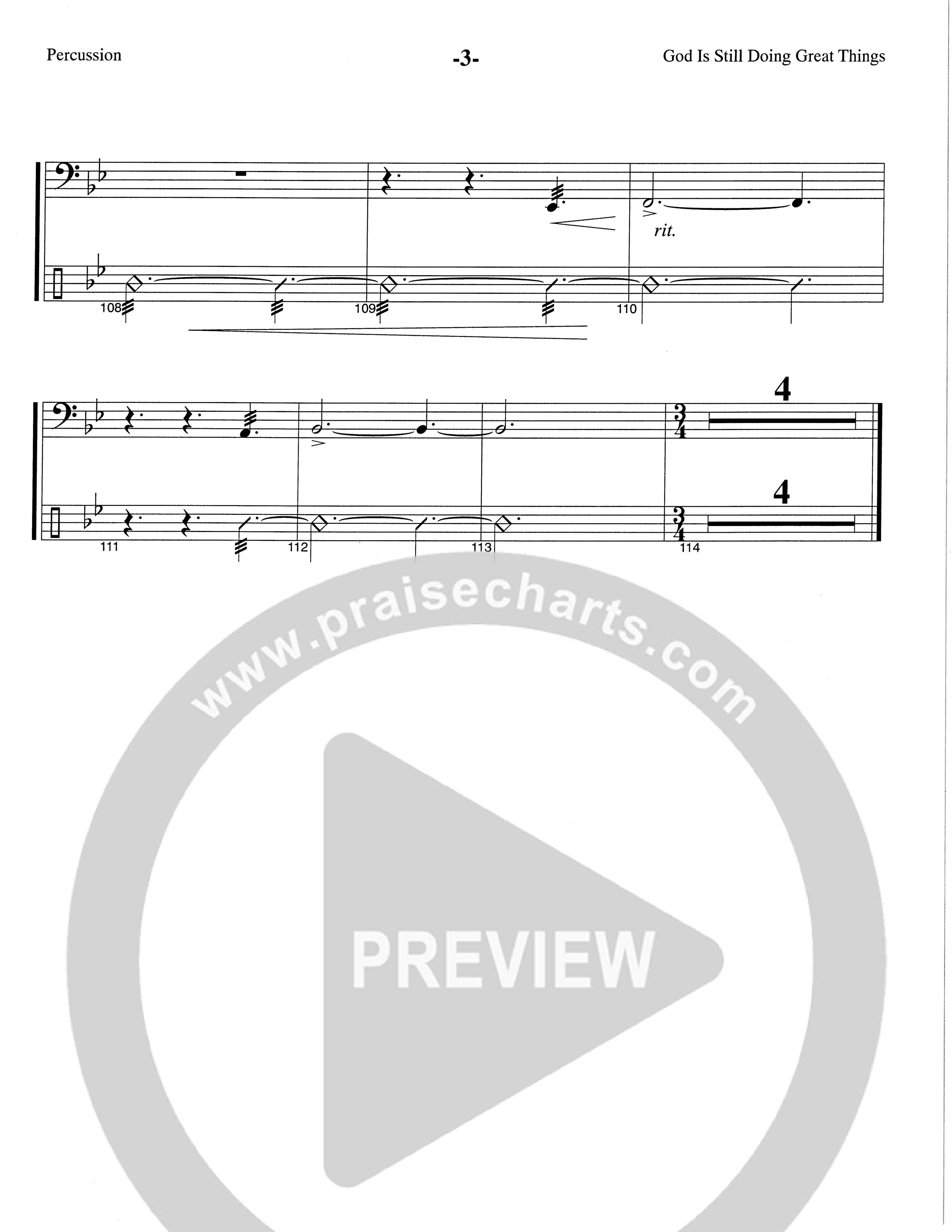God Is Still Doing Great Things (Choral Anthem SATB) Percussion (The Brooklyn Tabernacle Choir / Arr. Carol Cymbala / Orch. Lari Goss)