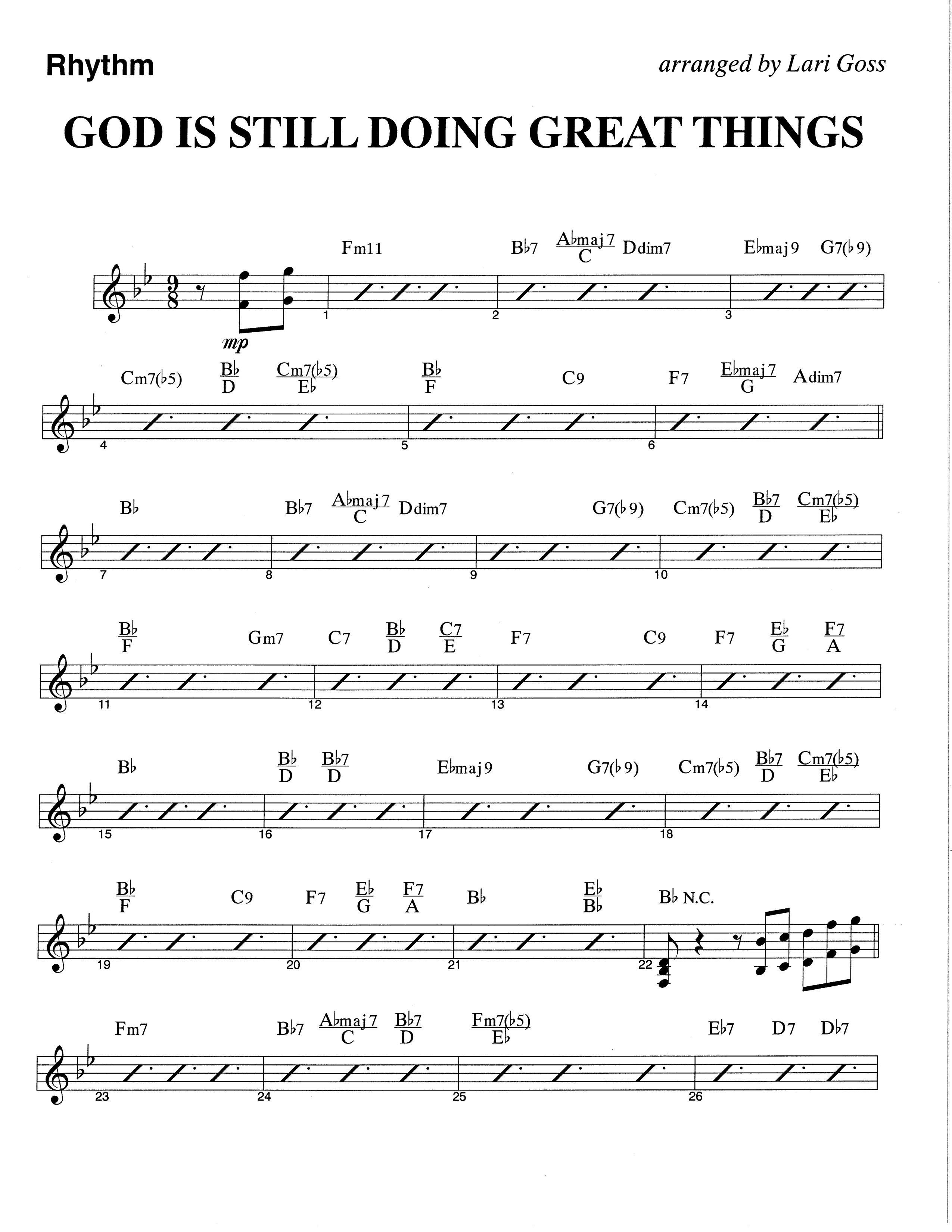 God Is Still Doing Great Things (Choral Anthem SATB) Rhythm Chart (The Brooklyn Tabernacle Choir / Arr. Carol Cymbala / Orch. Lari Goss)