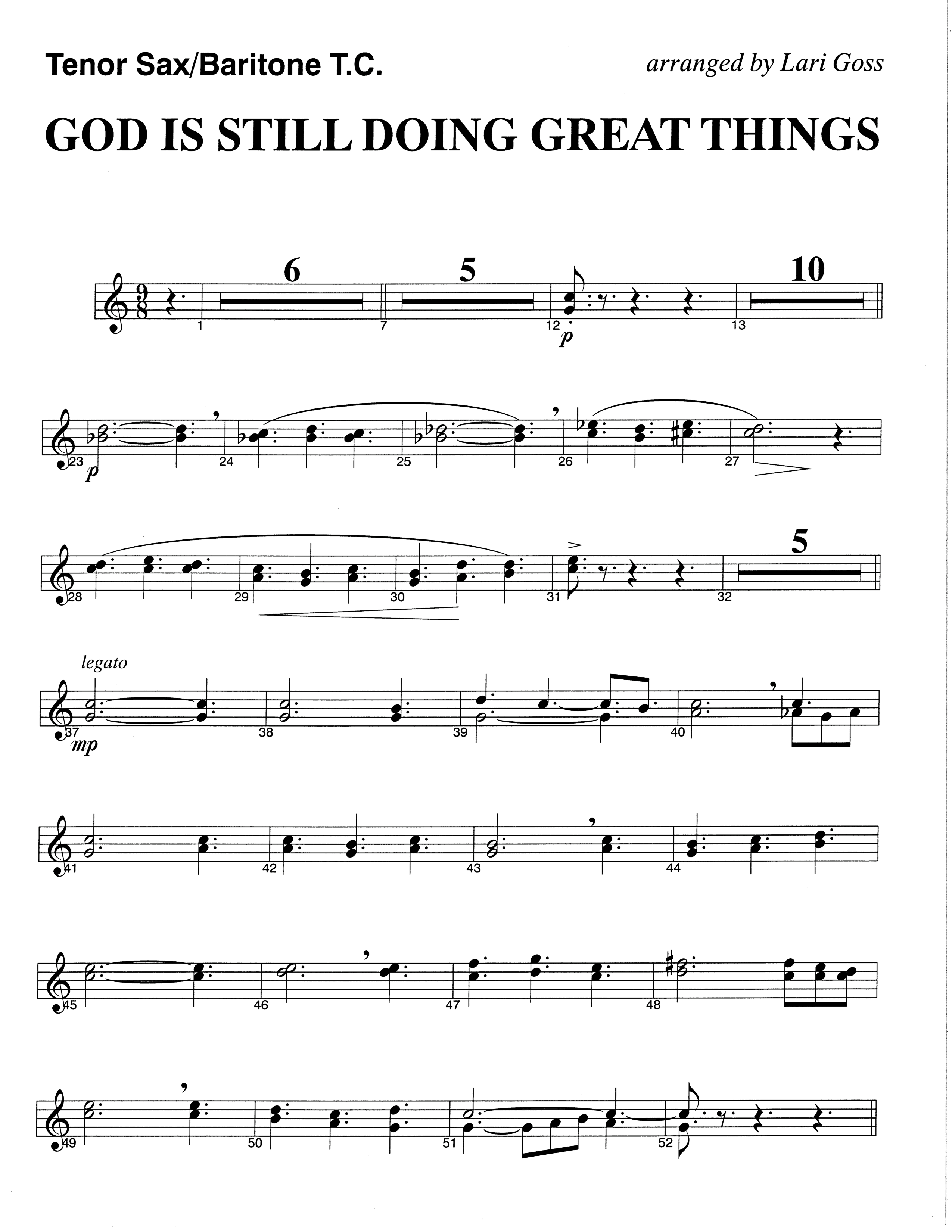 God Is Still Doing Great Things (Choral Anthem SATB) Tenor Sax/Baritone T.C. (The Brooklyn Tabernacle Choir / Arr. Carol Cymbala / Orch. Lari Goss)