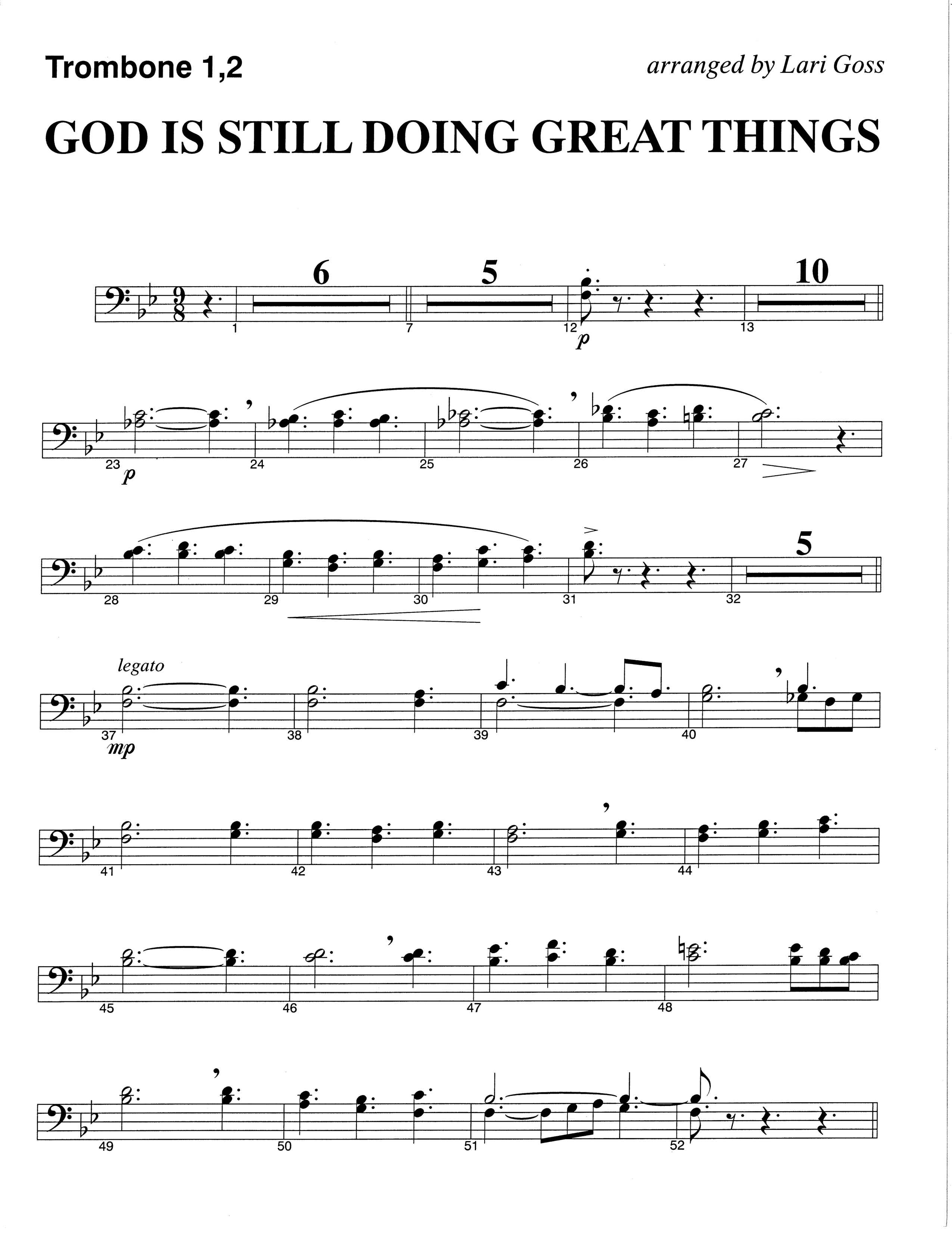 God Is Still Doing Great Things (Choral Anthem SATB) Trombone 1/2 (The Brooklyn Tabernacle Choir / Arr. Carol Cymbala / Orch. Lari Goss)