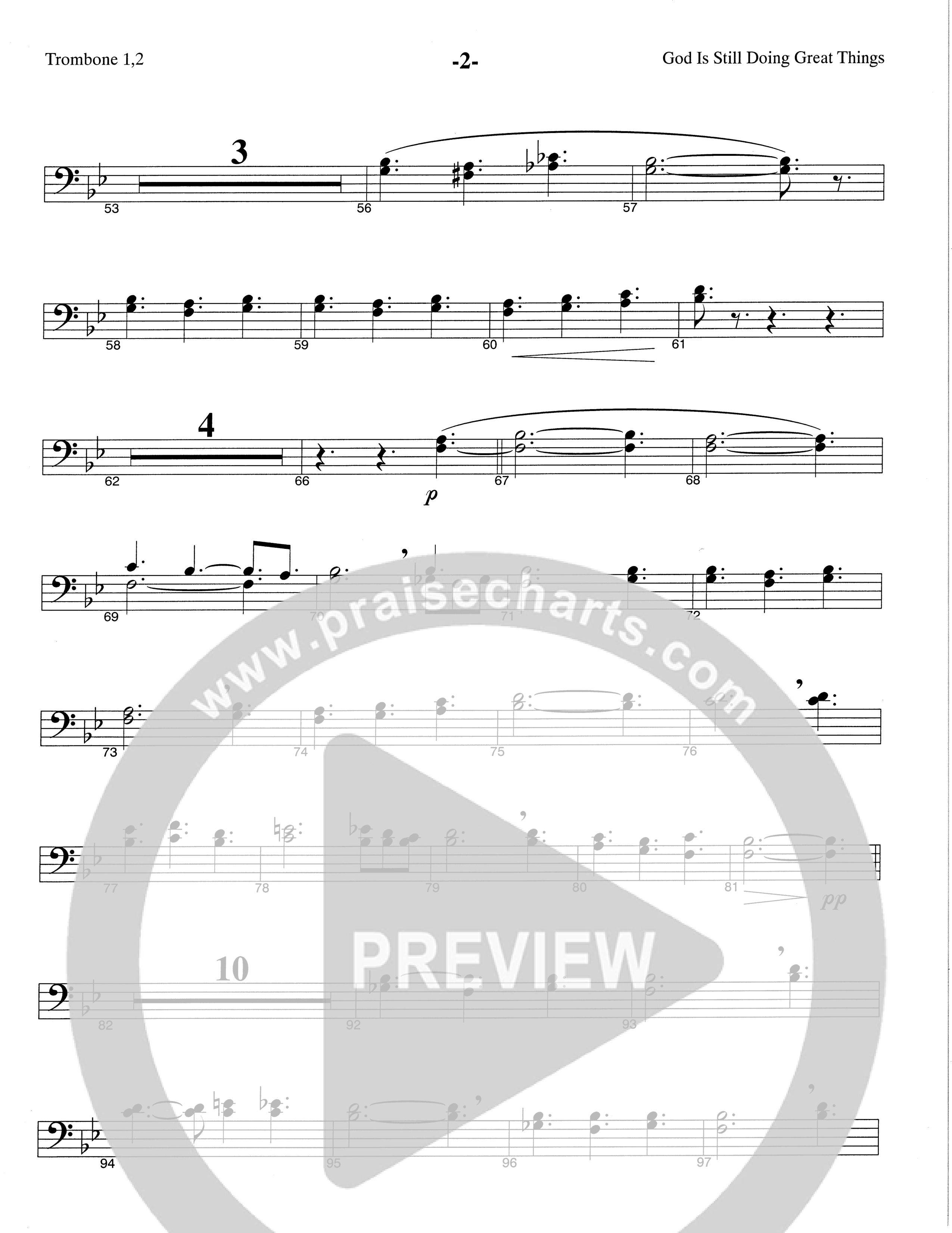 God Is Still Doing Great Things (Choral Anthem SATB) Trombone 1/2 (The Brooklyn Tabernacle Choir / Arr. Carol Cymbala / Orch. Lari Goss)