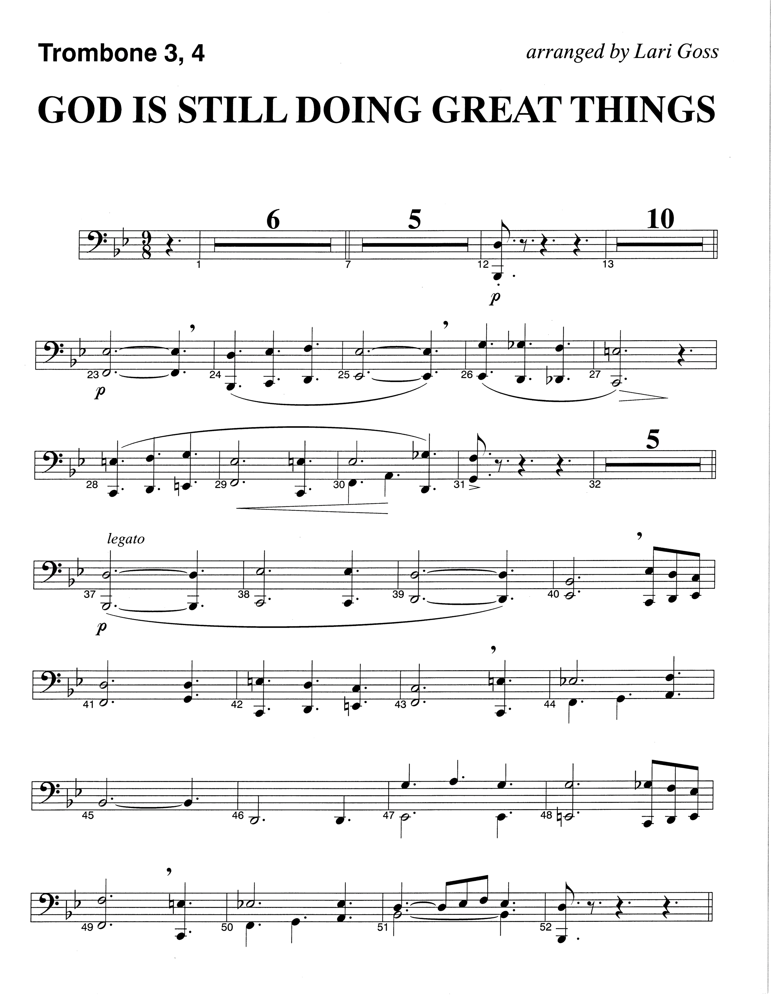 God Is Still Doing Great Things (Choral Anthem SATB) Trombone 3/4 (The Brooklyn Tabernacle Choir / Arr. Carol Cymbala / Orch. Lari Goss)