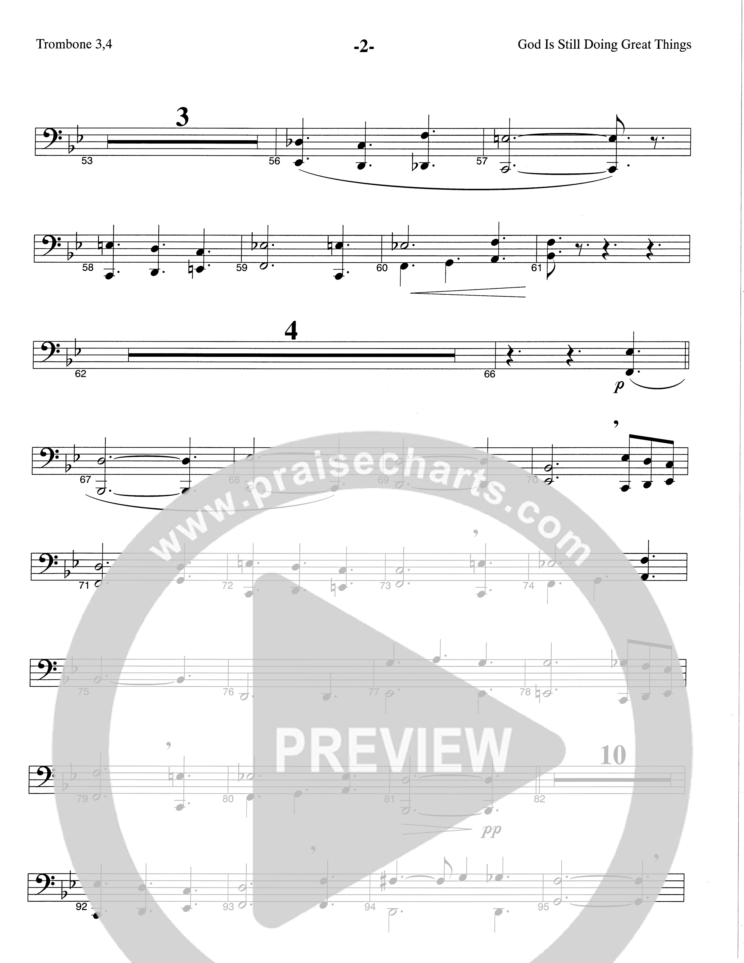 God Is Still Doing Great Things (Choral Anthem SATB) Trombone 3/4 (The Brooklyn Tabernacle Choir / Arr. Carol Cymbala / Orch. Lari Goss)