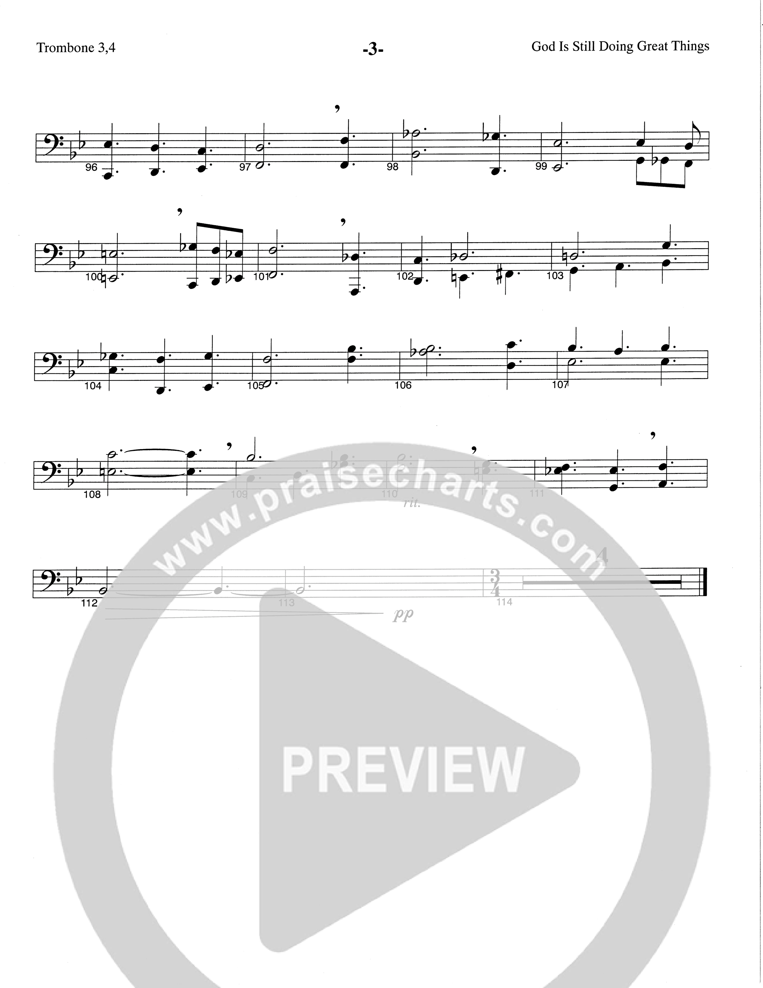 God Is Still Doing Great Things (Choral Anthem SATB) Trombone 3/4 (The Brooklyn Tabernacle Choir / Arr. Carol Cymbala / Orch. Lari Goss)