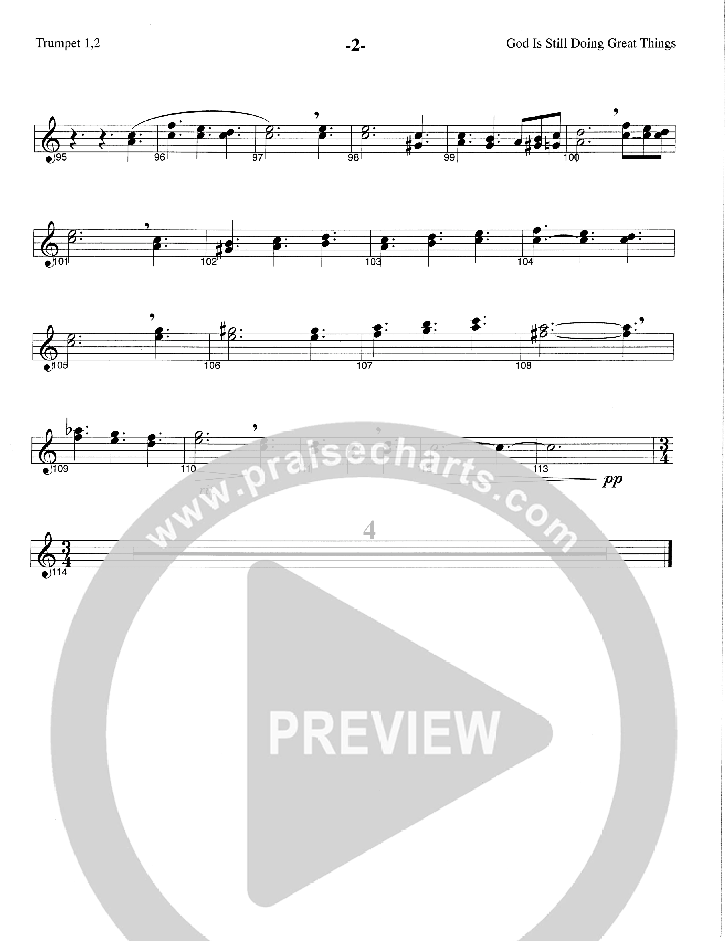 God Is Still Doing Great Things (Choral Anthem SATB) Trumpet 1,2 (The Brooklyn Tabernacle Choir / Arr. Carol Cymbala / Orch. Lari Goss)