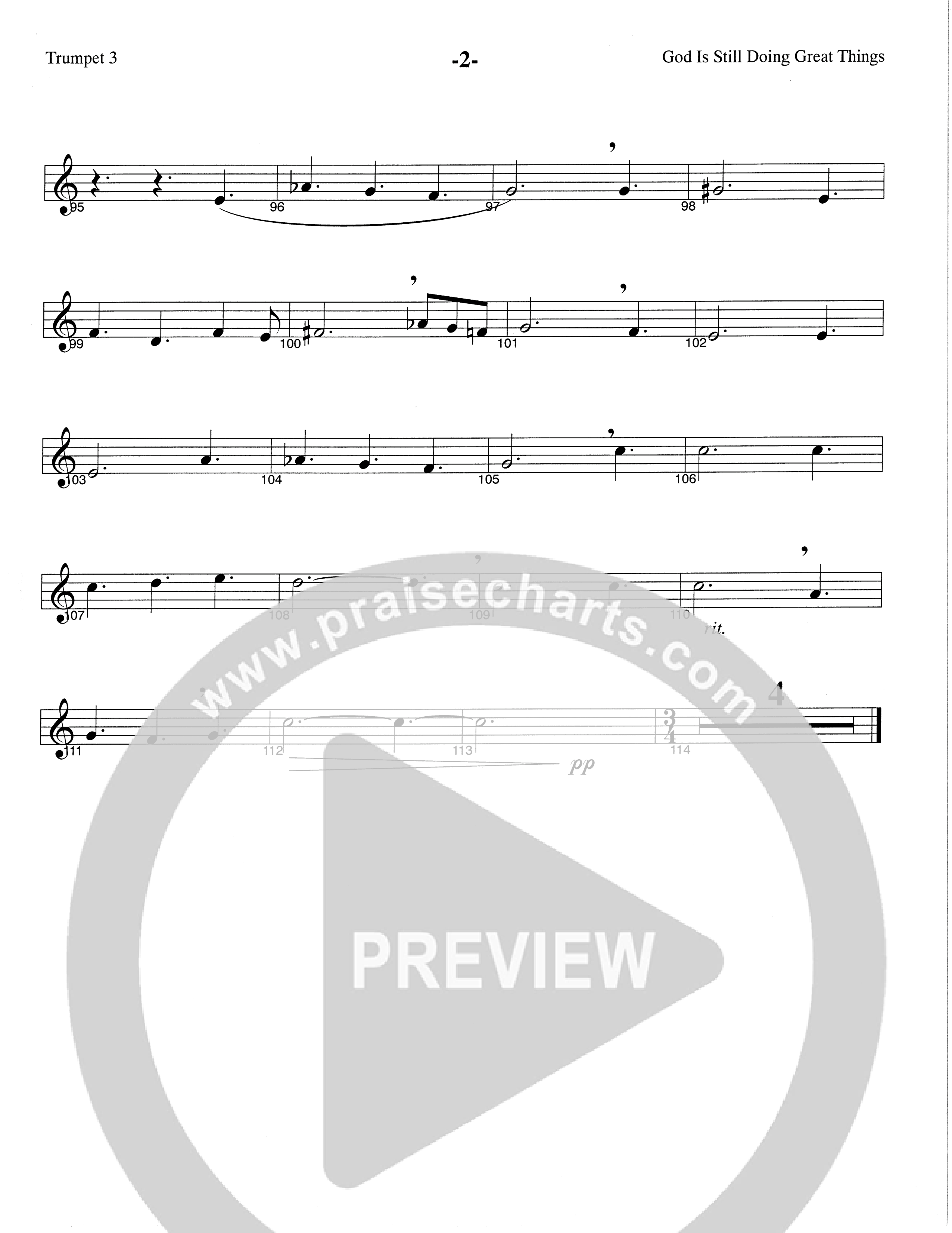 God Is Still Doing Great Things (Choral Anthem SATB) Trumpet 3 (The Brooklyn Tabernacle Choir / Arr. Carol Cymbala / Orch. Lari Goss)