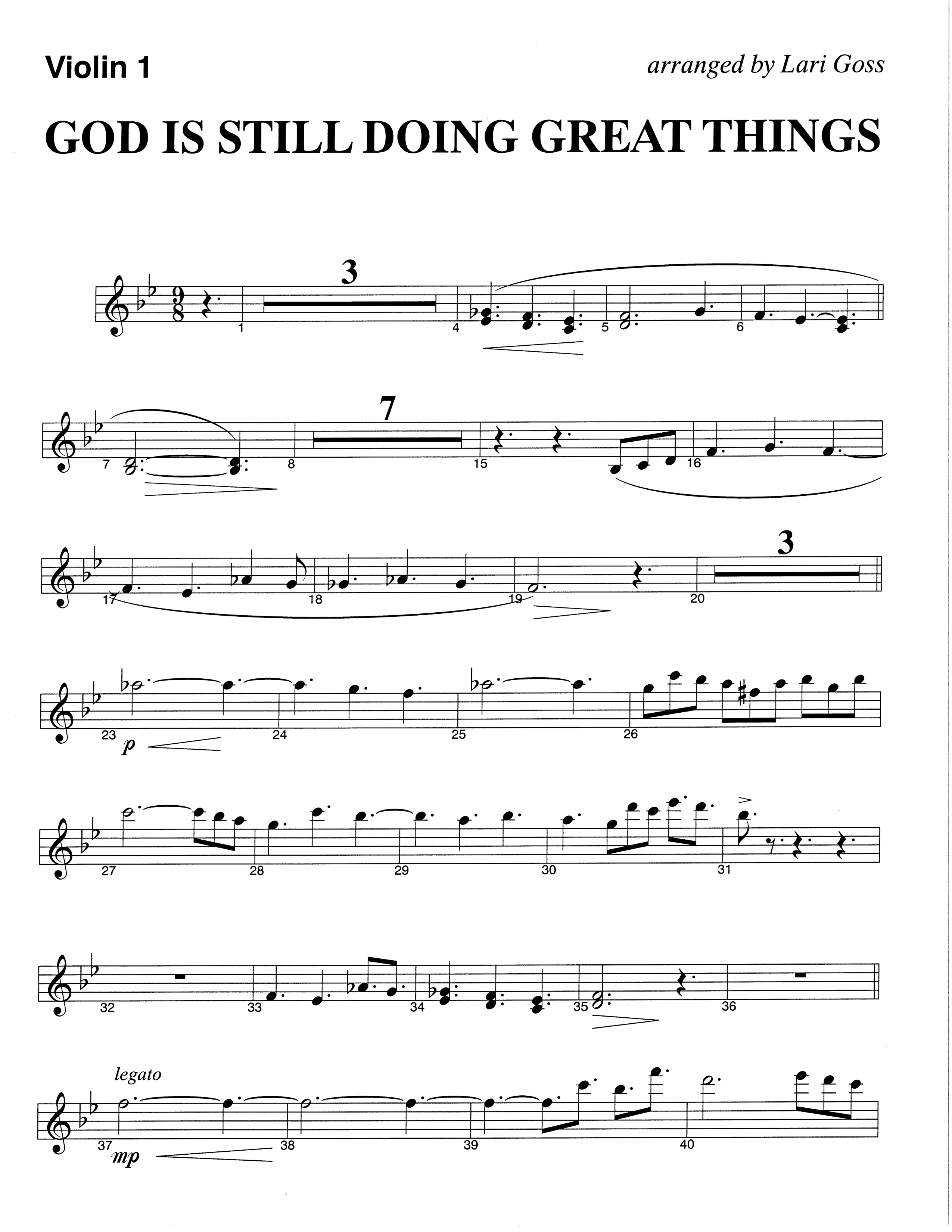 God Is Still Doing Great Things (Choral Anthem SATB) Violin 1 (The Brooklyn Tabernacle Choir / Arr. Carol Cymbala / Orch. Lari Goss)