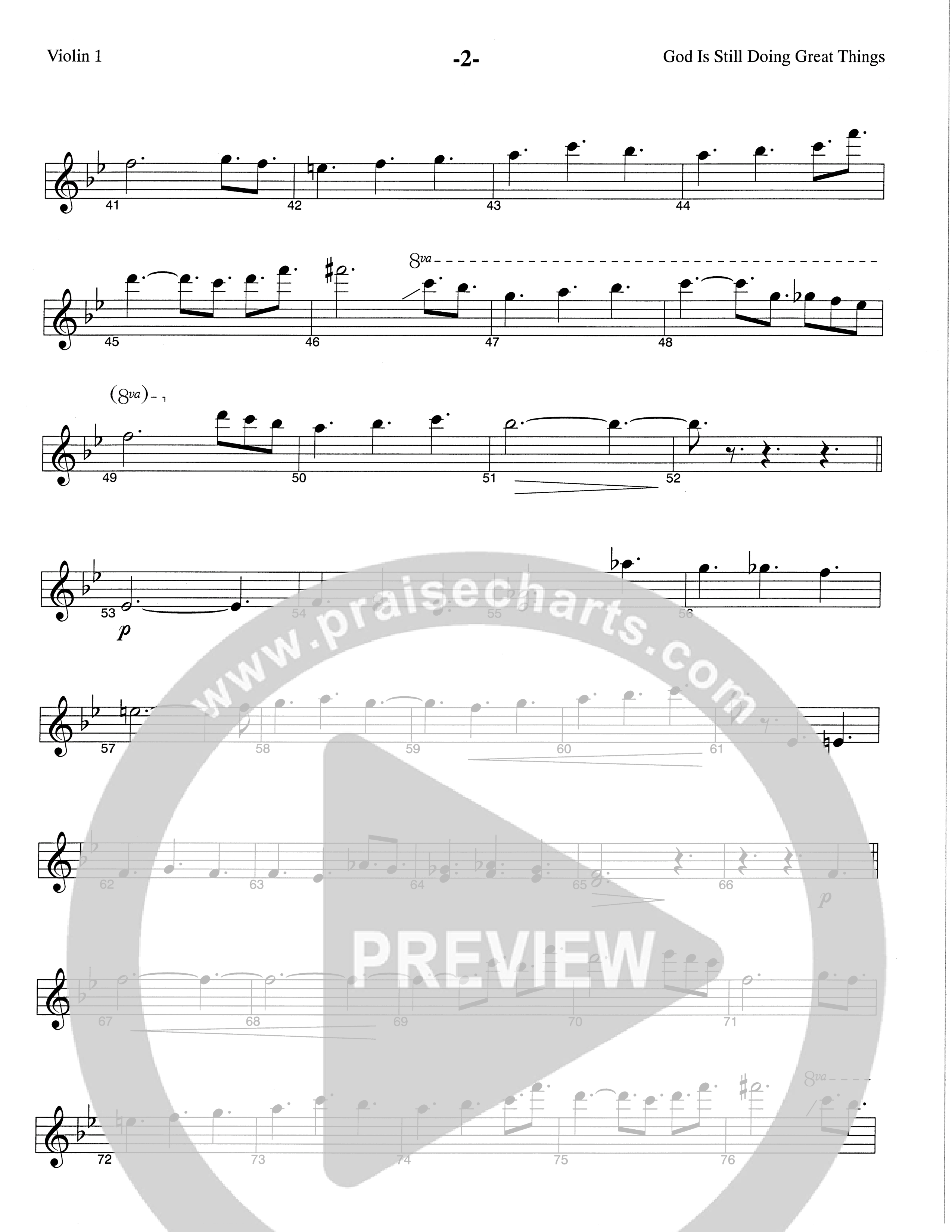 God Is Still Doing Great Things (Choral Anthem SATB) Violin 1 (The Brooklyn Tabernacle Choir / Arr. Carol Cymbala / Orch. Lari Goss)