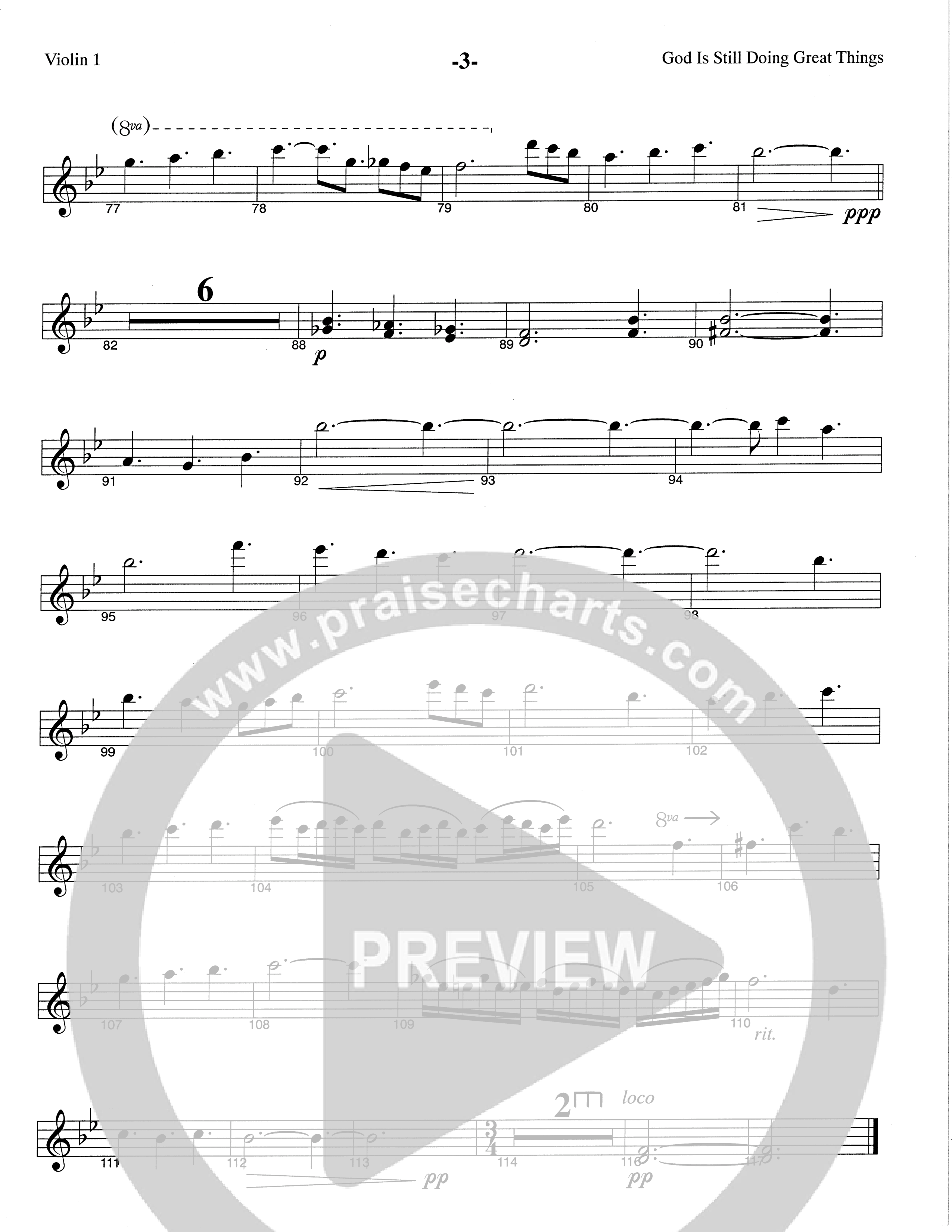 God Is Still Doing Great Things (Choral Anthem SATB) Violin 1 (The Brooklyn Tabernacle Choir / Arr. Carol Cymbala / Orch. Lari Goss)