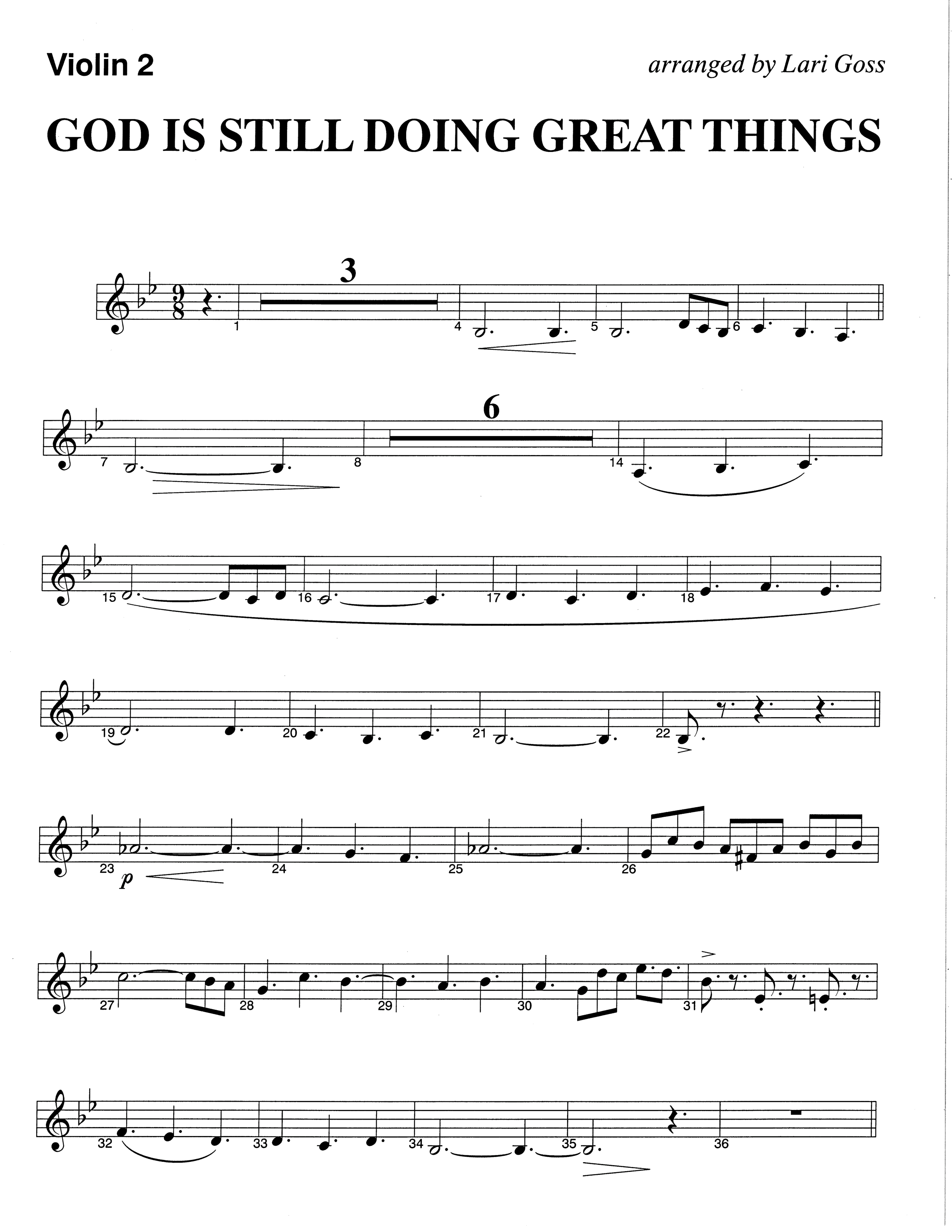 God Is Still Doing Great Things (Choral Anthem SATB) Violin 2 (The Brooklyn Tabernacle Choir / Arr. Carol Cymbala / Orch. Lari Goss)
