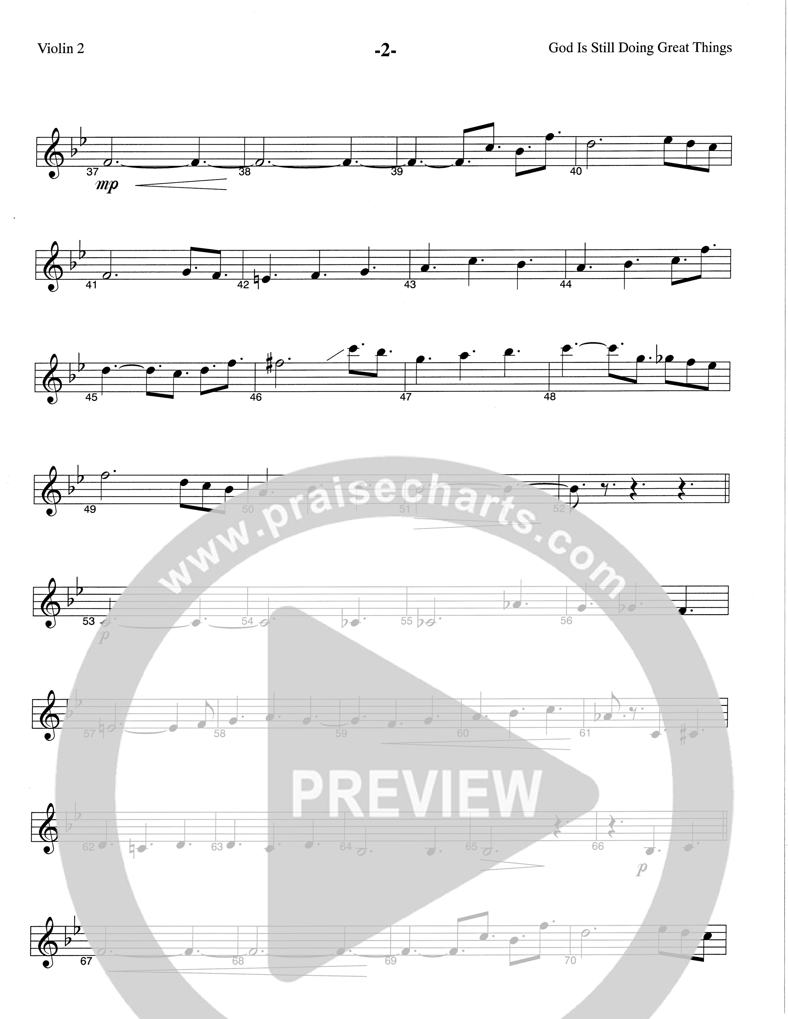 God Is Still Doing Great Things (Choral Anthem SATB) Violin 2 (The Brooklyn Tabernacle Choir / Arr. Carol Cymbala / Orch. Lari Goss)