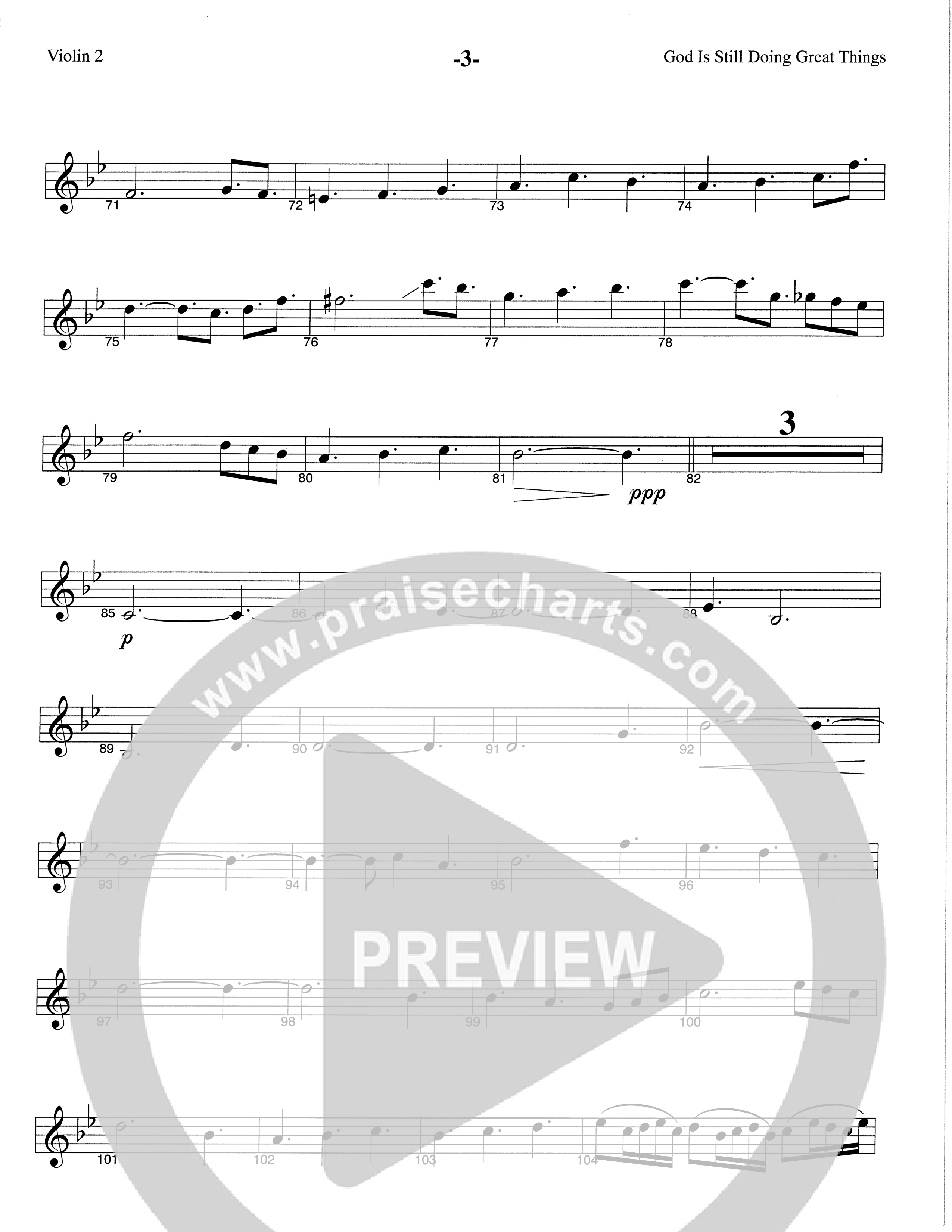 God Is Still Doing Great Things (Choral Anthem SATB) Violin 2 (The Brooklyn Tabernacle Choir / Arr. Carol Cymbala / Orch. Lari Goss)