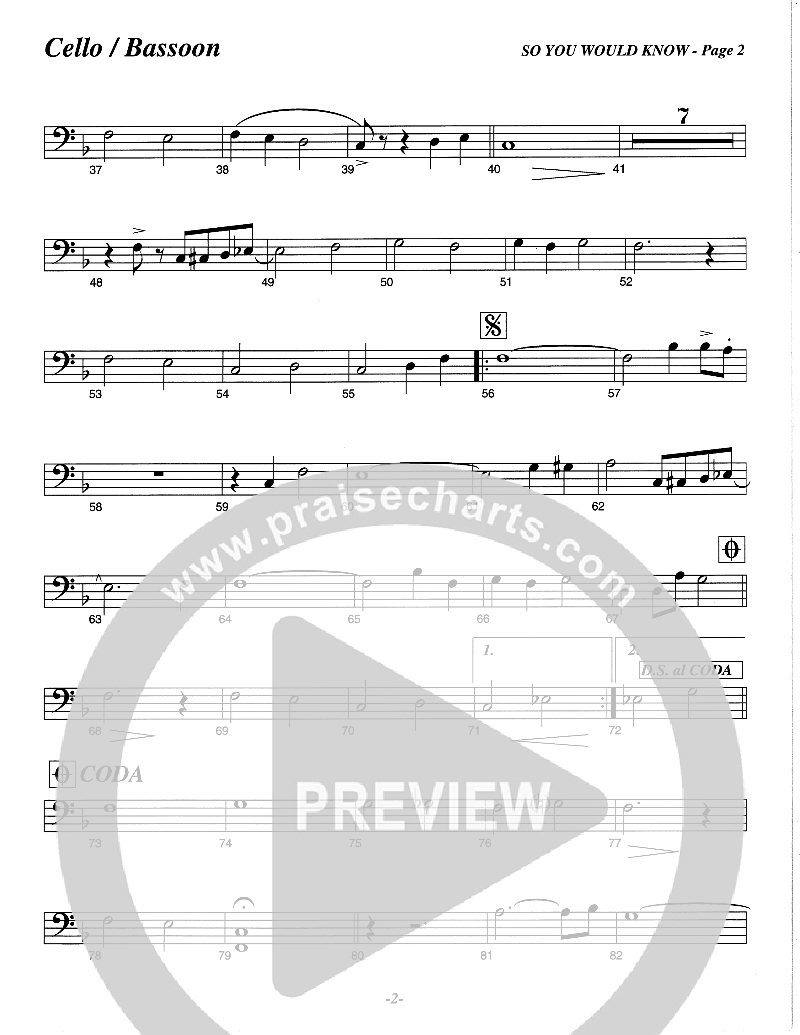 So You Would Know (Choral Anthem SATB) Bassoon (The Brooklyn Tabernacle Choir / Arr. Carol Cymbala / Orch. Lari Goss)