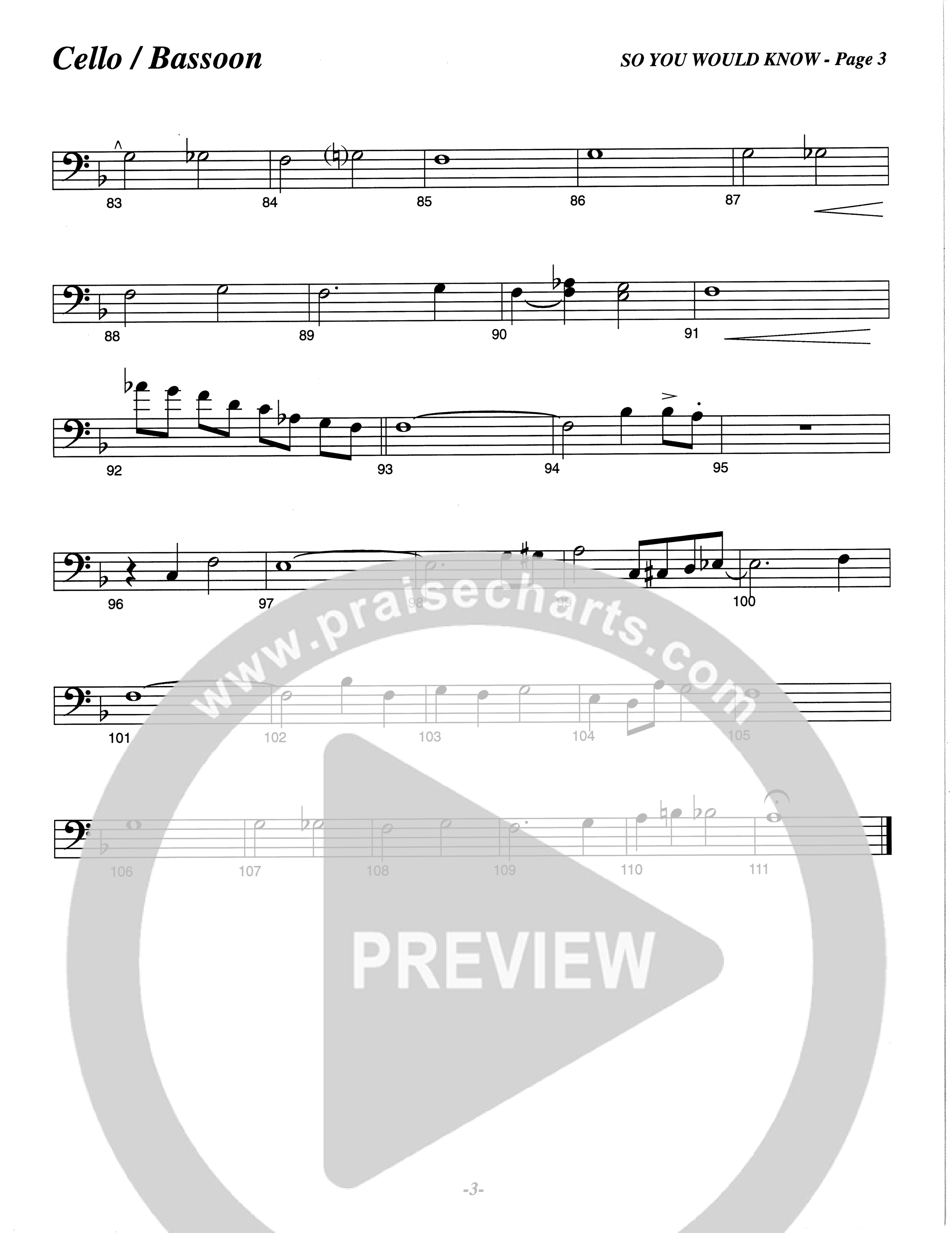 So You Would Know (Choral Anthem SATB) Bassoon (The Brooklyn Tabernacle Choir / Arr. Carol Cymbala / Orch. Lari Goss)