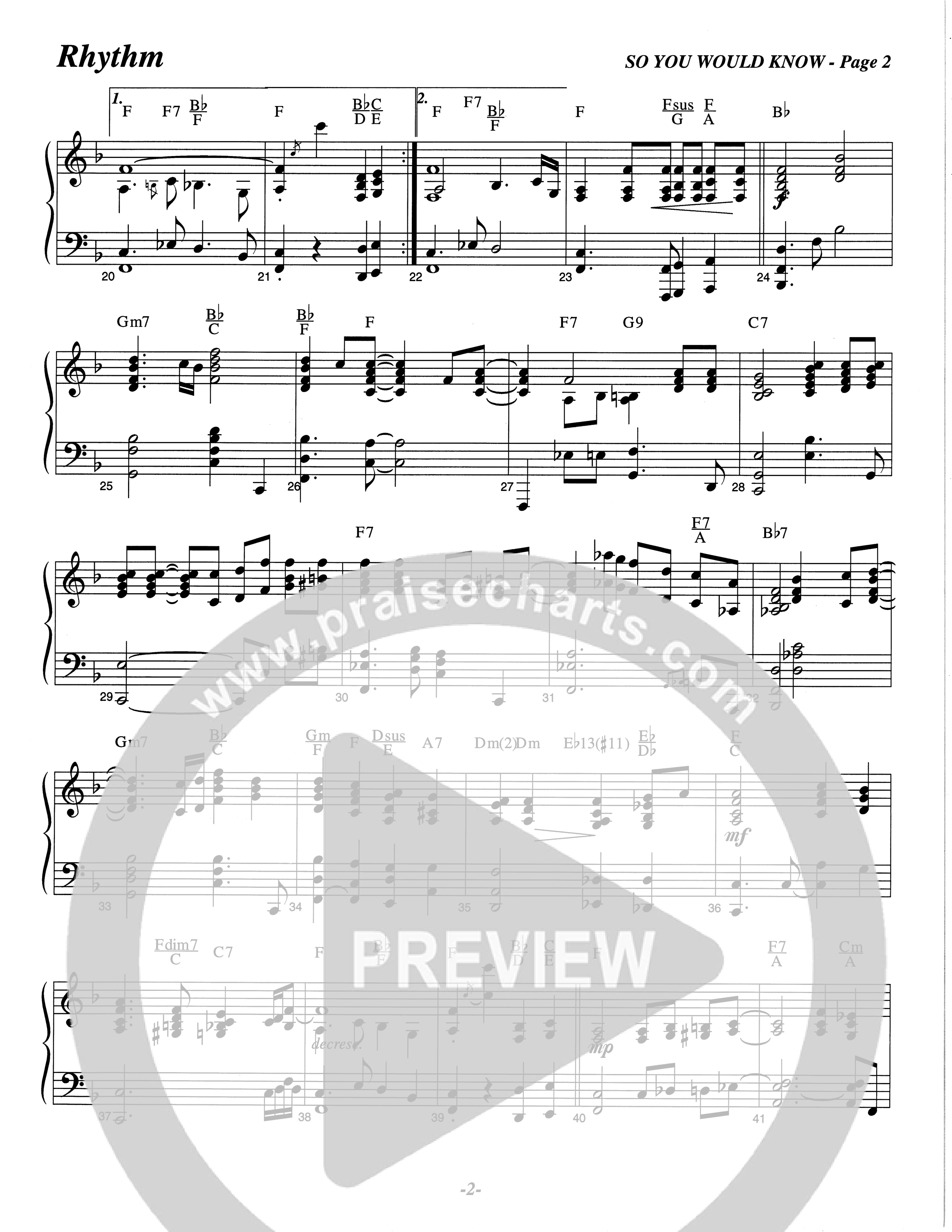 So You Would Know (Choral Anthem SATB) Rhythm Chart (The Brooklyn Tabernacle Choir / Arr. Carol Cymbala / Orch. Lari Goss)