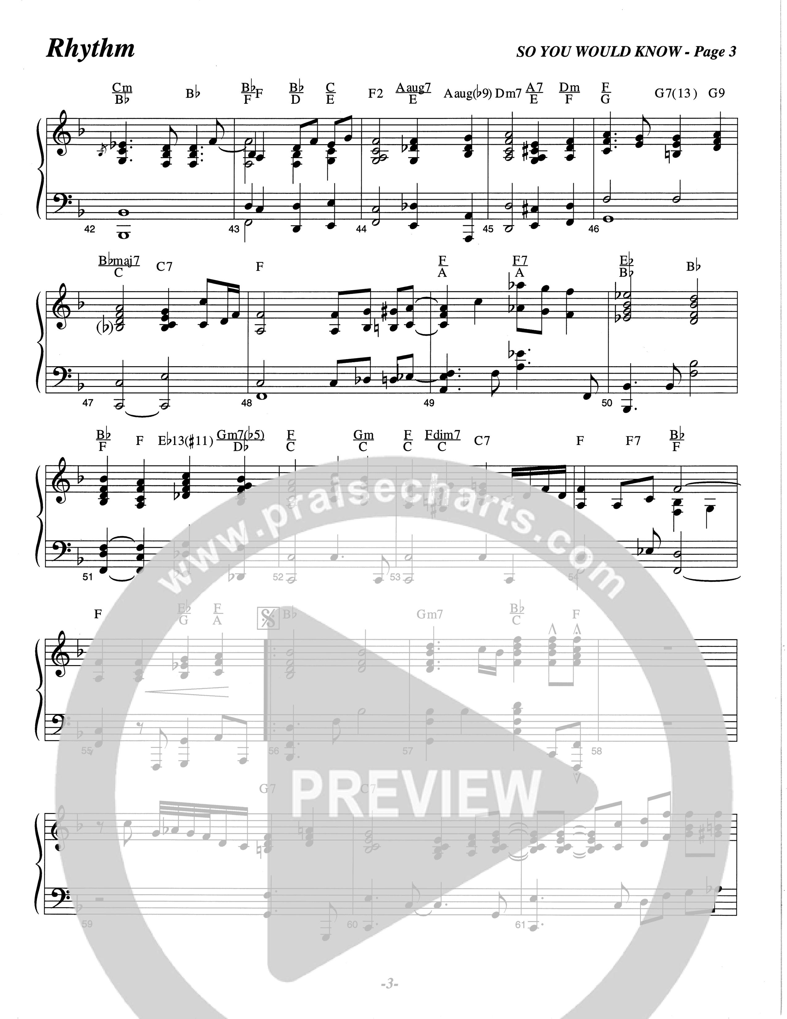 So You Would Know (Choral Anthem SATB) Rhythm Chart (The Brooklyn Tabernacle Choir / Arr. Carol Cymbala / Orch. Lari Goss)