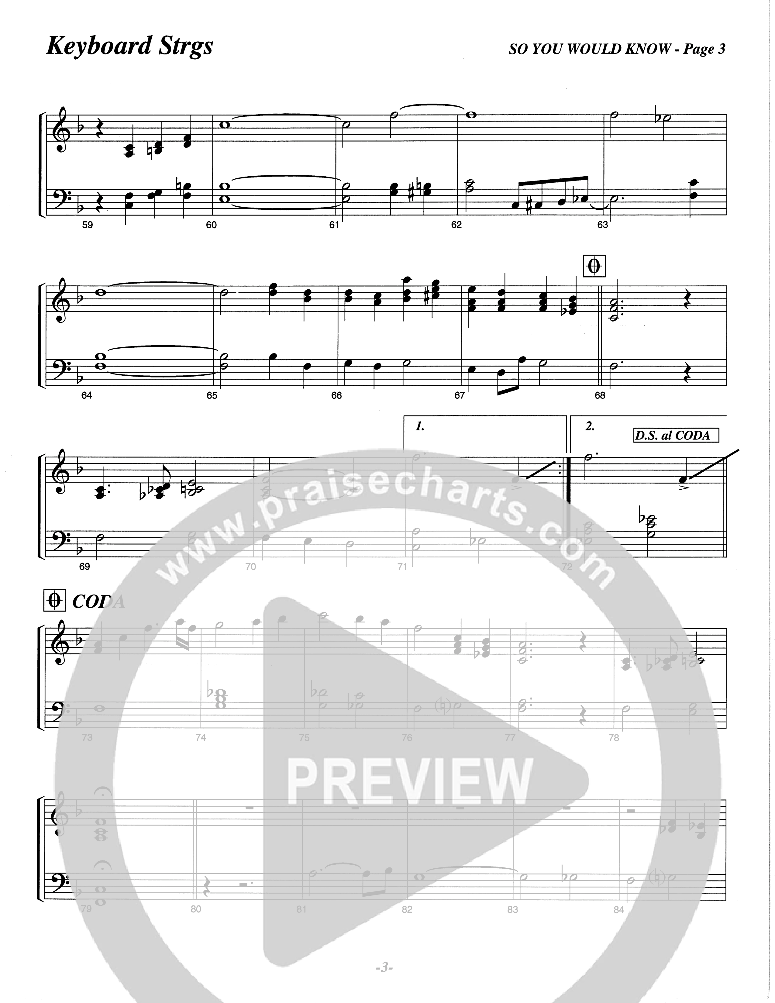 So You Would Know (Choral Anthem SATB) String Reduction (The Brooklyn Tabernacle Choir / Arr. Carol Cymbala / Orch. Lari Goss)