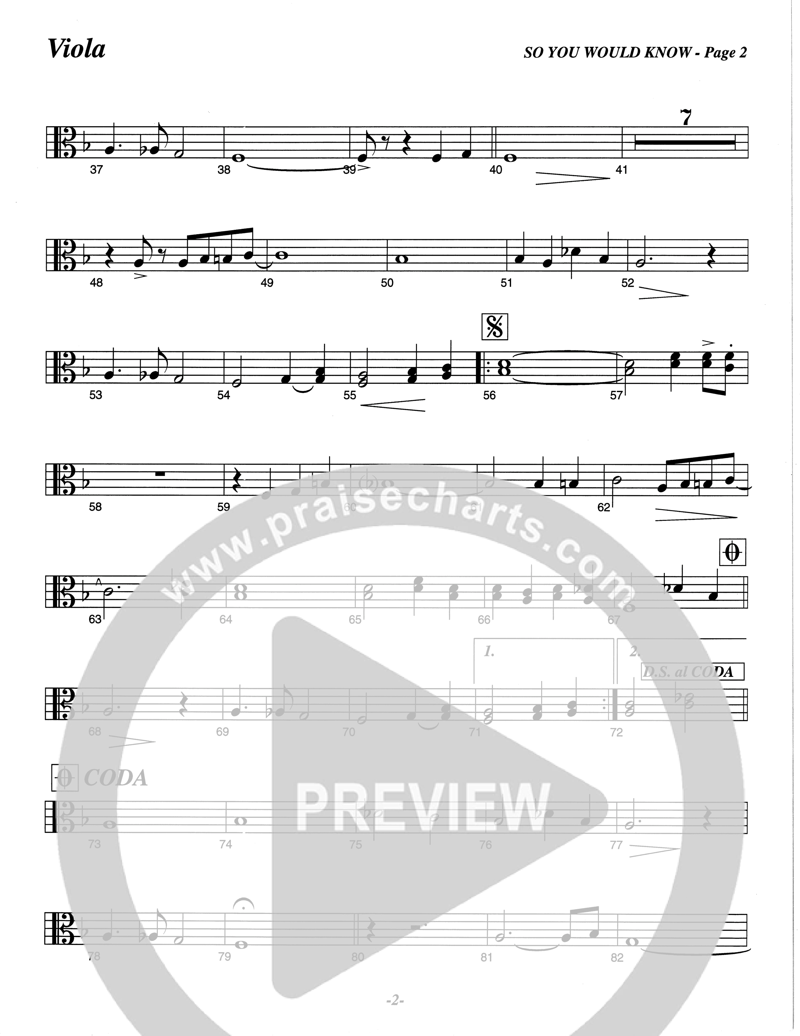 So You Would Know (Choral Anthem SATB) Viola (The Brooklyn Tabernacle Choir / Arr. Carol Cymbala / Orch. Lari Goss)