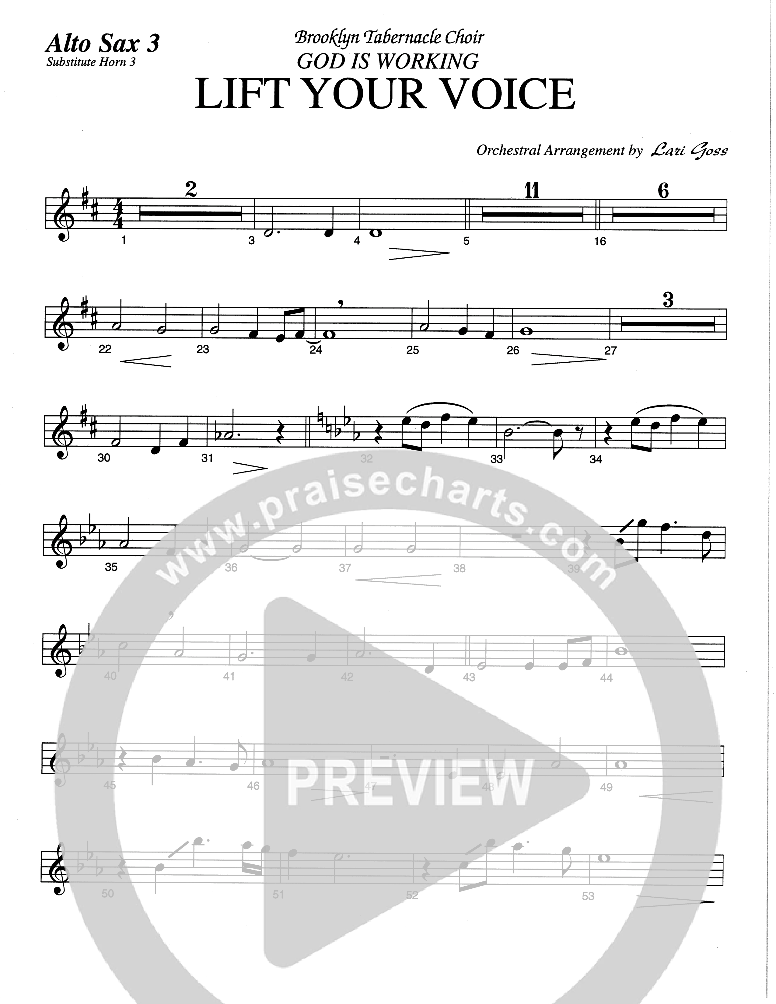 Lift Your Voice (Choral Anthem SATB) Alto Sax (The Brooklyn Tabernacle Choir / Arr. Carol Cymbala / Orch. Lari Goss)