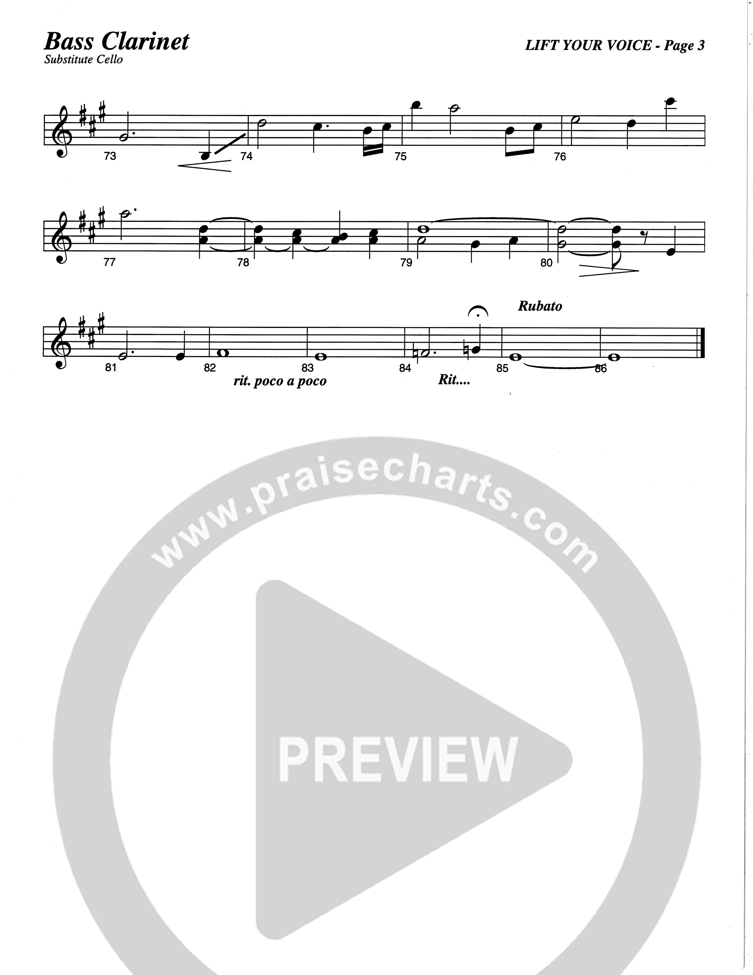 Lift Your Voice (Choral Anthem SATB) Bass Clarinet (The Brooklyn Tabernacle Choir / Arr. Carol Cymbala / Orch. Lari Goss)