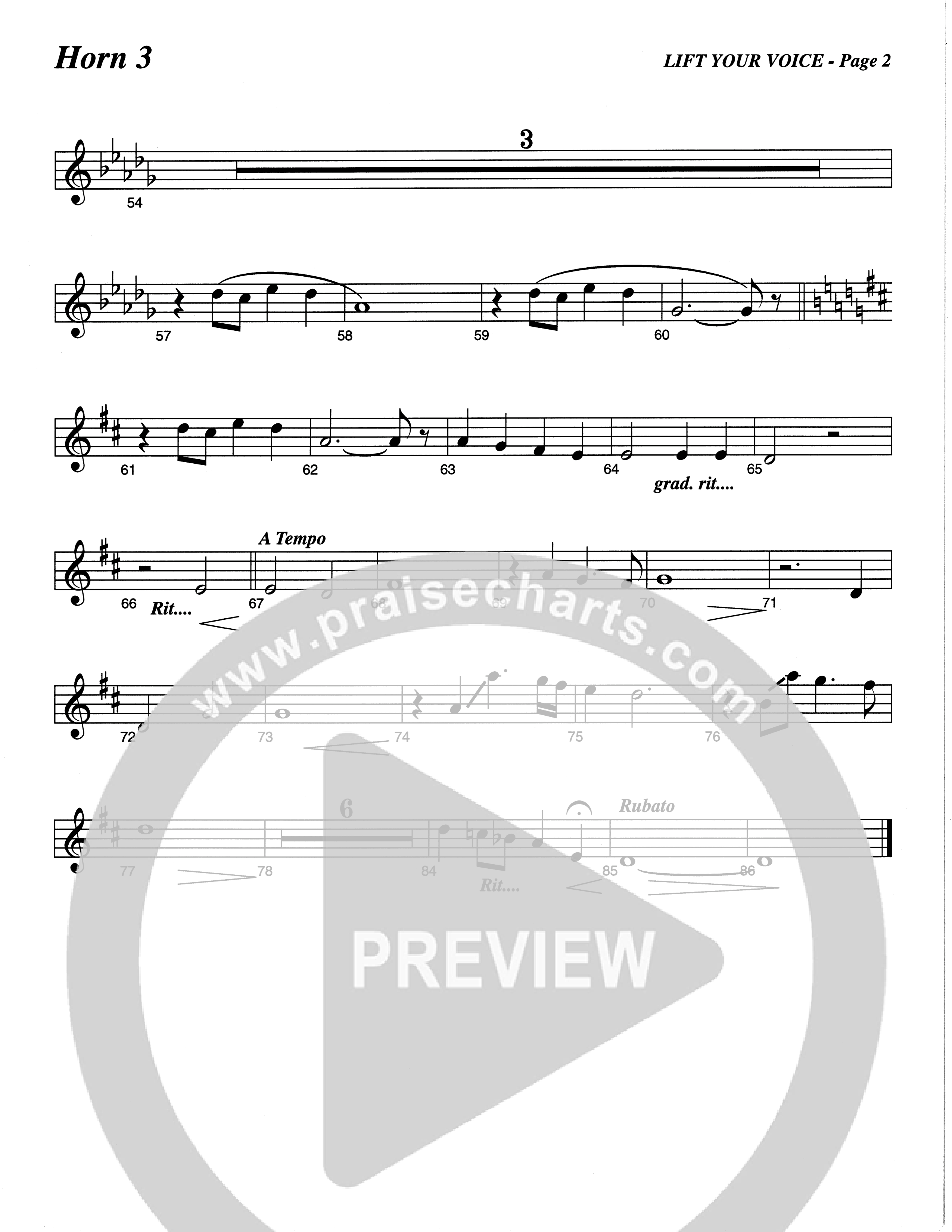 Lift Your Voice (Choral Anthem SATB) French Horn 3 (The Brooklyn Tabernacle Choir / Arr. Carol Cymbala / Orch. Lari Goss)