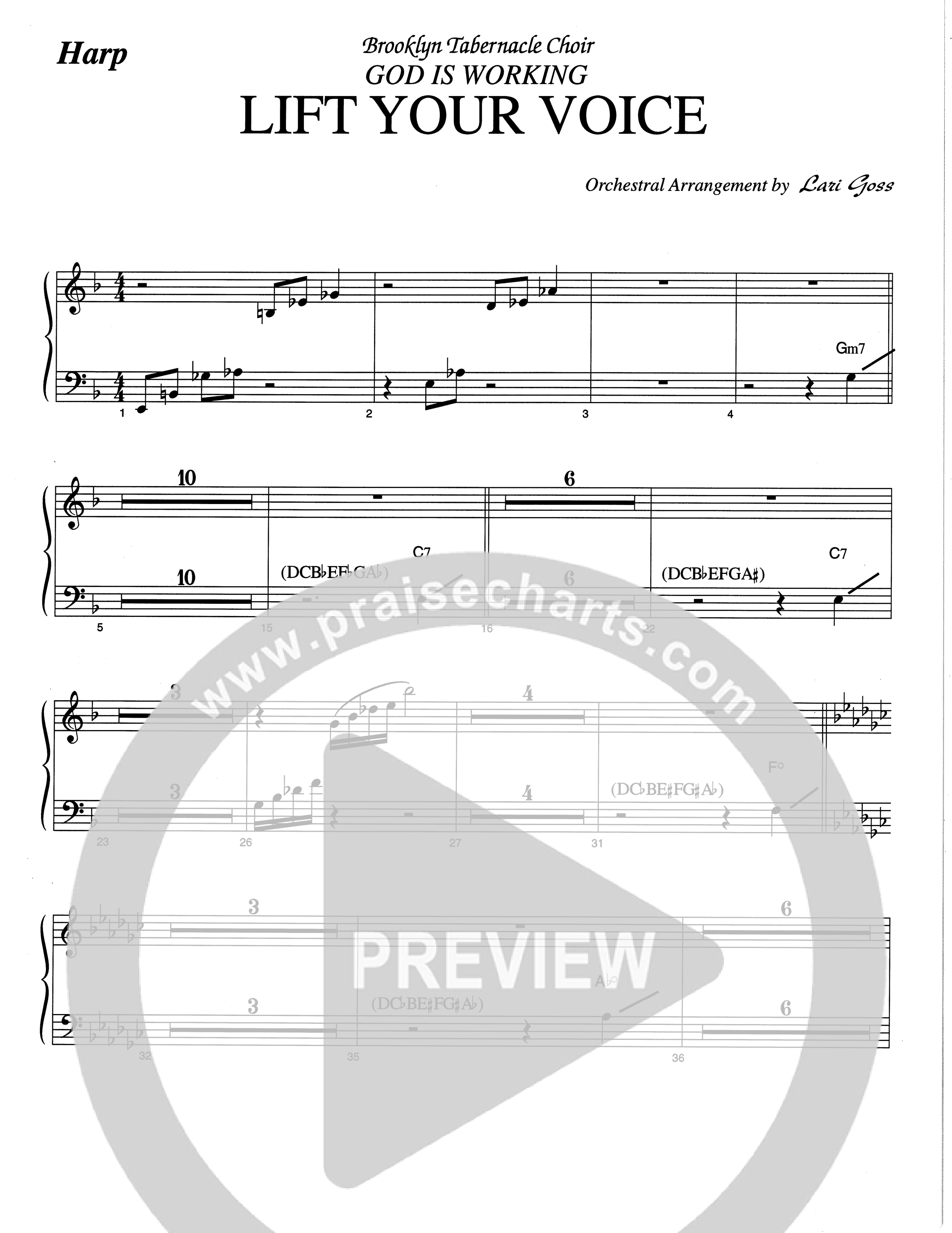 Lift Your Voice (Choral Anthem SATB) Harp (The Brooklyn Tabernacle Choir / Arr. Carol Cymbala / Orch. Lari Goss)
