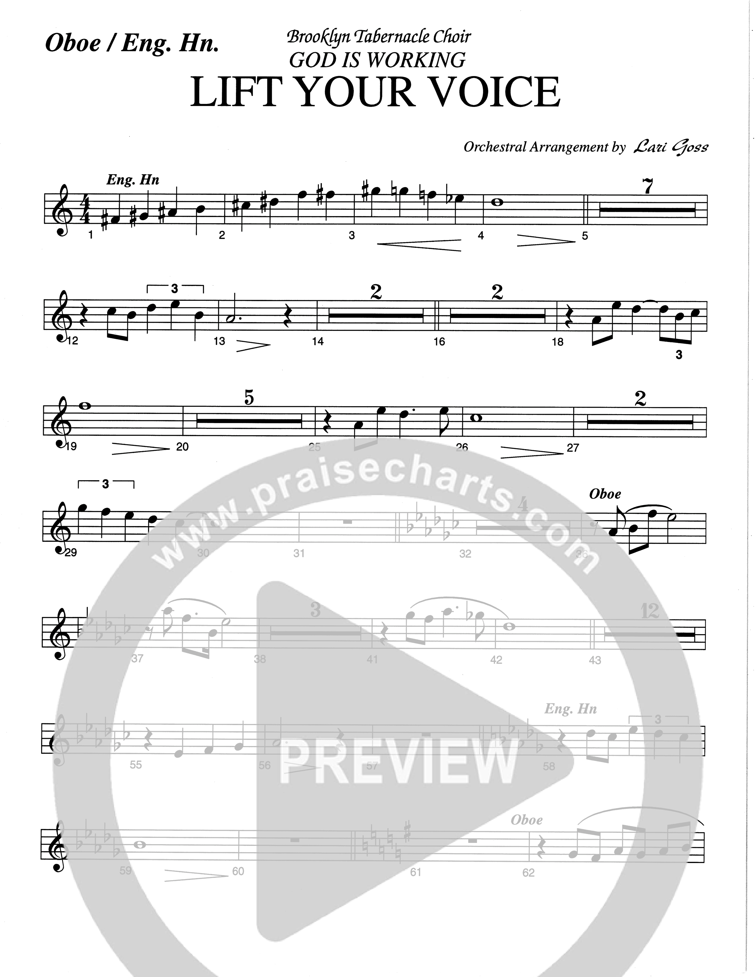 Lift Your Voice (Choral Anthem SATB) Oboe (The Brooklyn Tabernacle Choir / Arr. Carol Cymbala / Orch. Lari Goss)