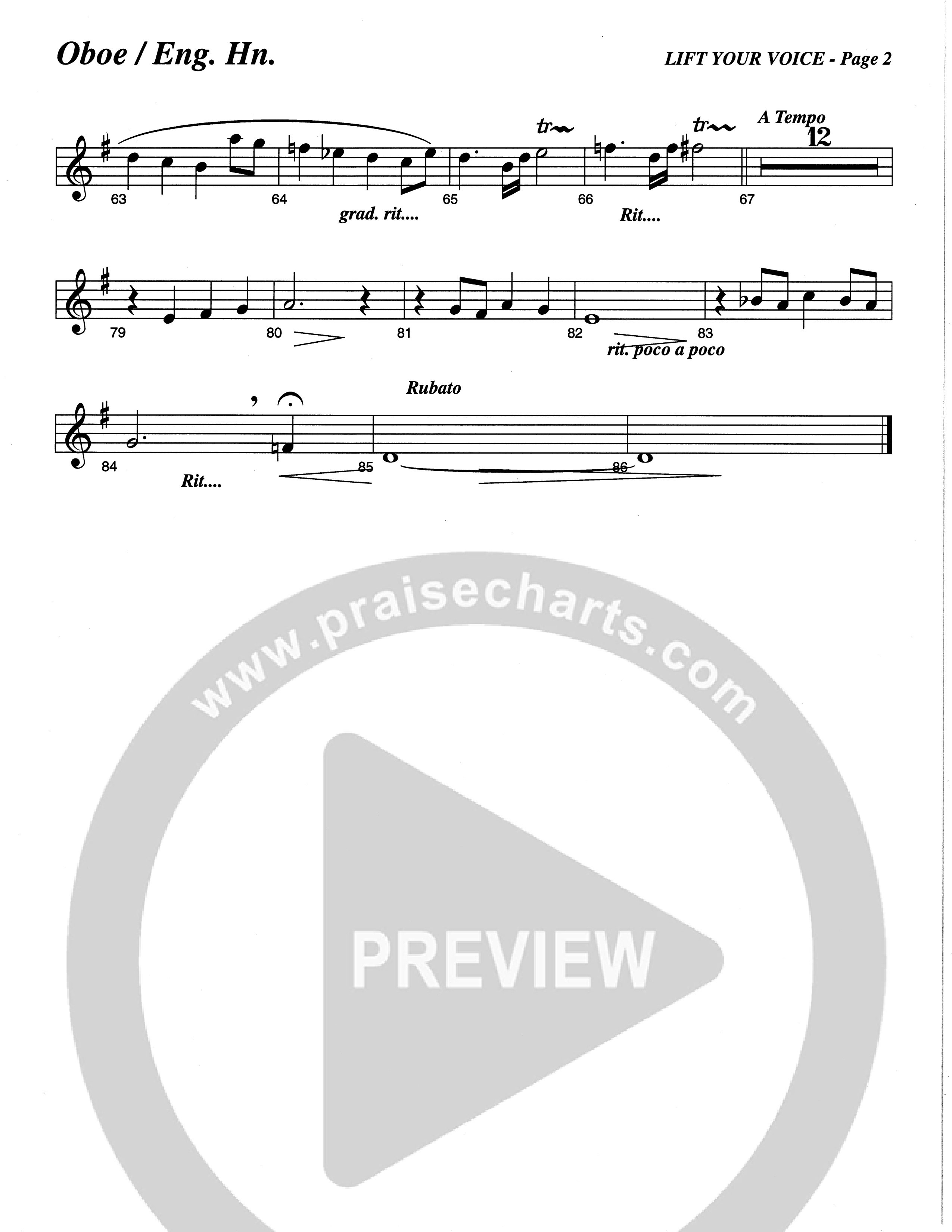 Lift Your Voice (Choral Anthem SATB) Oboe (The Brooklyn Tabernacle Choir / Arr. Carol Cymbala / Orch. Lari Goss)