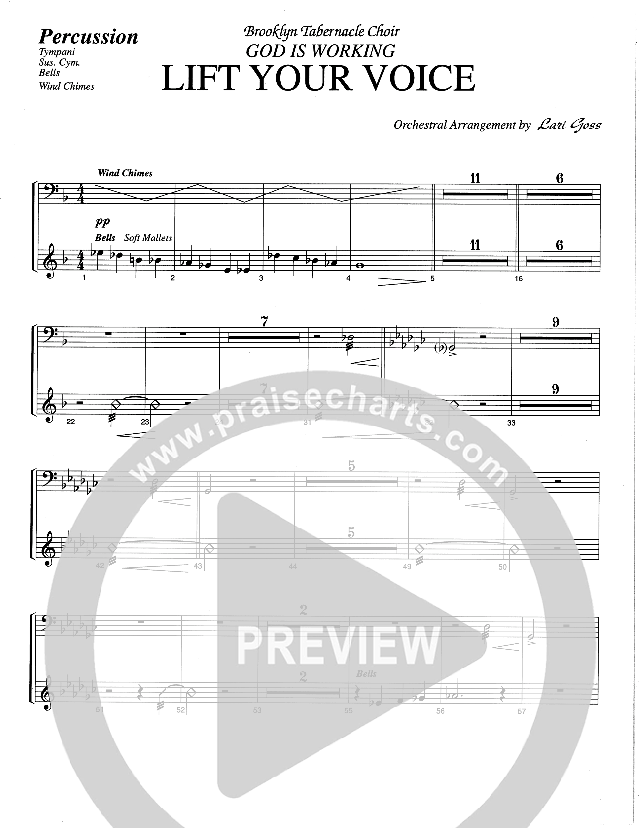 Lift Your Voice (Choral Anthem SATB) Percussion (The Brooklyn Tabernacle Choir / Arr. Carol Cymbala / Orch. Lari Goss)