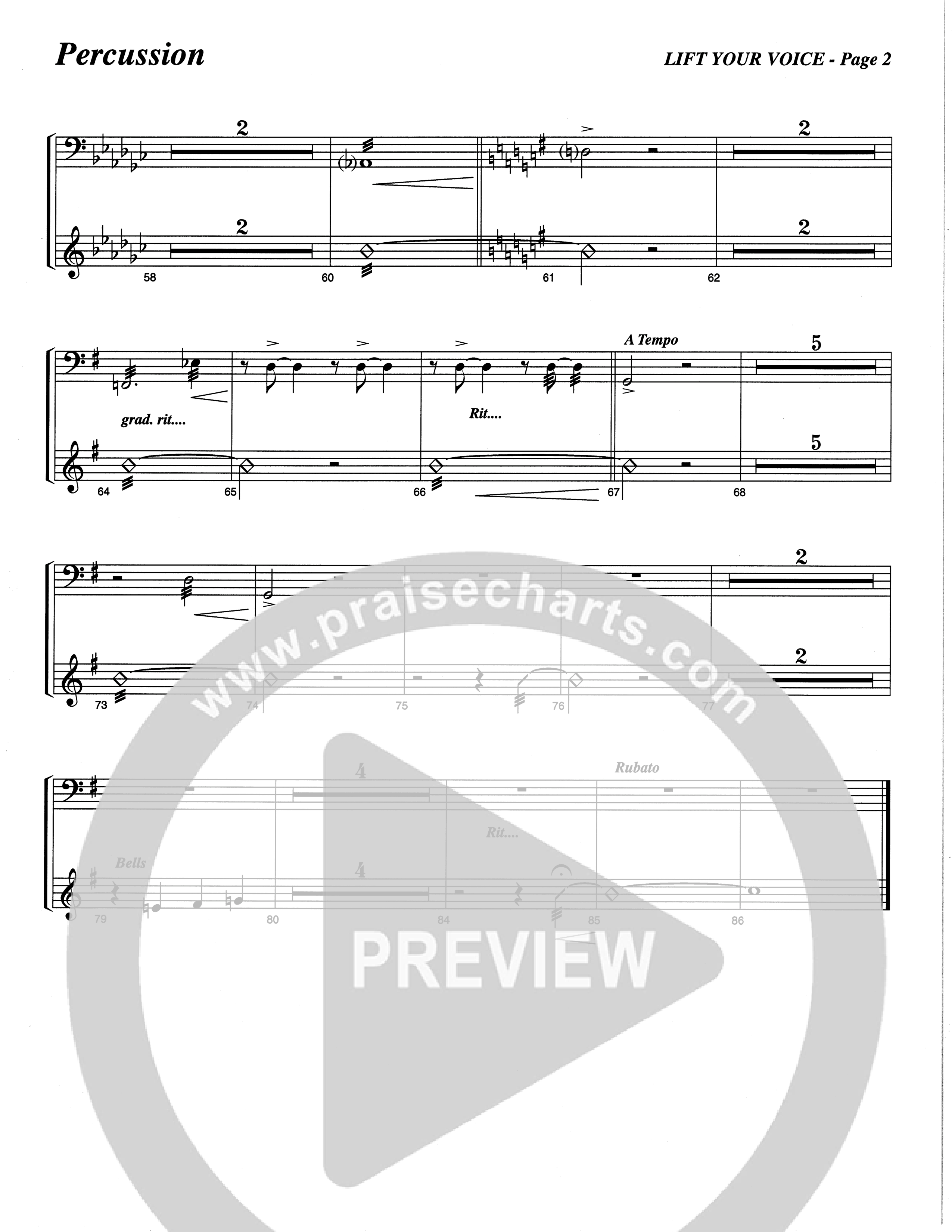 Lift Your Voice (Choral Anthem SATB) Percussion (The Brooklyn Tabernacle Choir / Arr. Carol Cymbala / Orch. Lari Goss)
