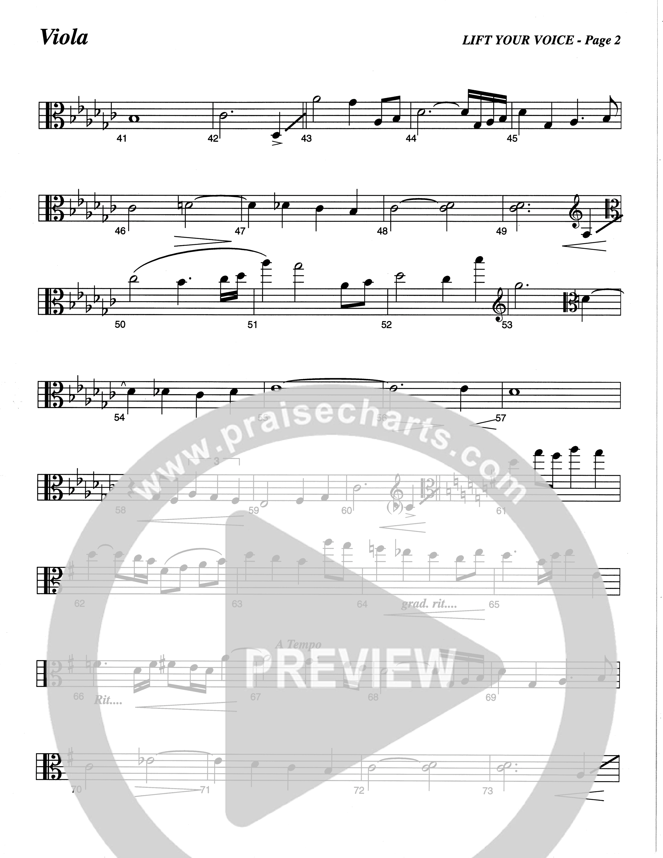 Lift Your Voice (Choral Anthem SATB) Viola (The Brooklyn Tabernacle Choir / Arr. Carol Cymbala / Orch. Lari Goss)