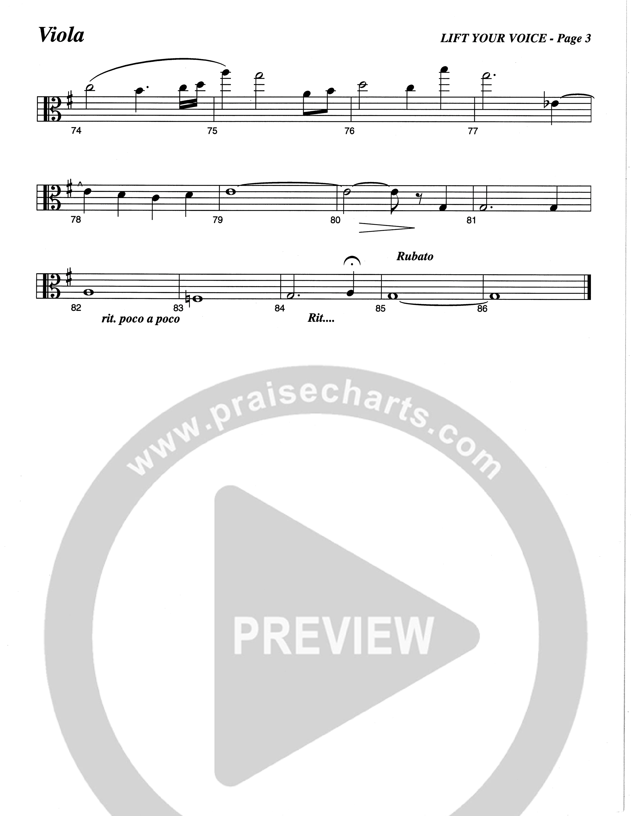 Lift Your Voice (Choral Anthem SATB) Viola (The Brooklyn Tabernacle Choir / Arr. Carol Cymbala / Orch. Lari Goss)