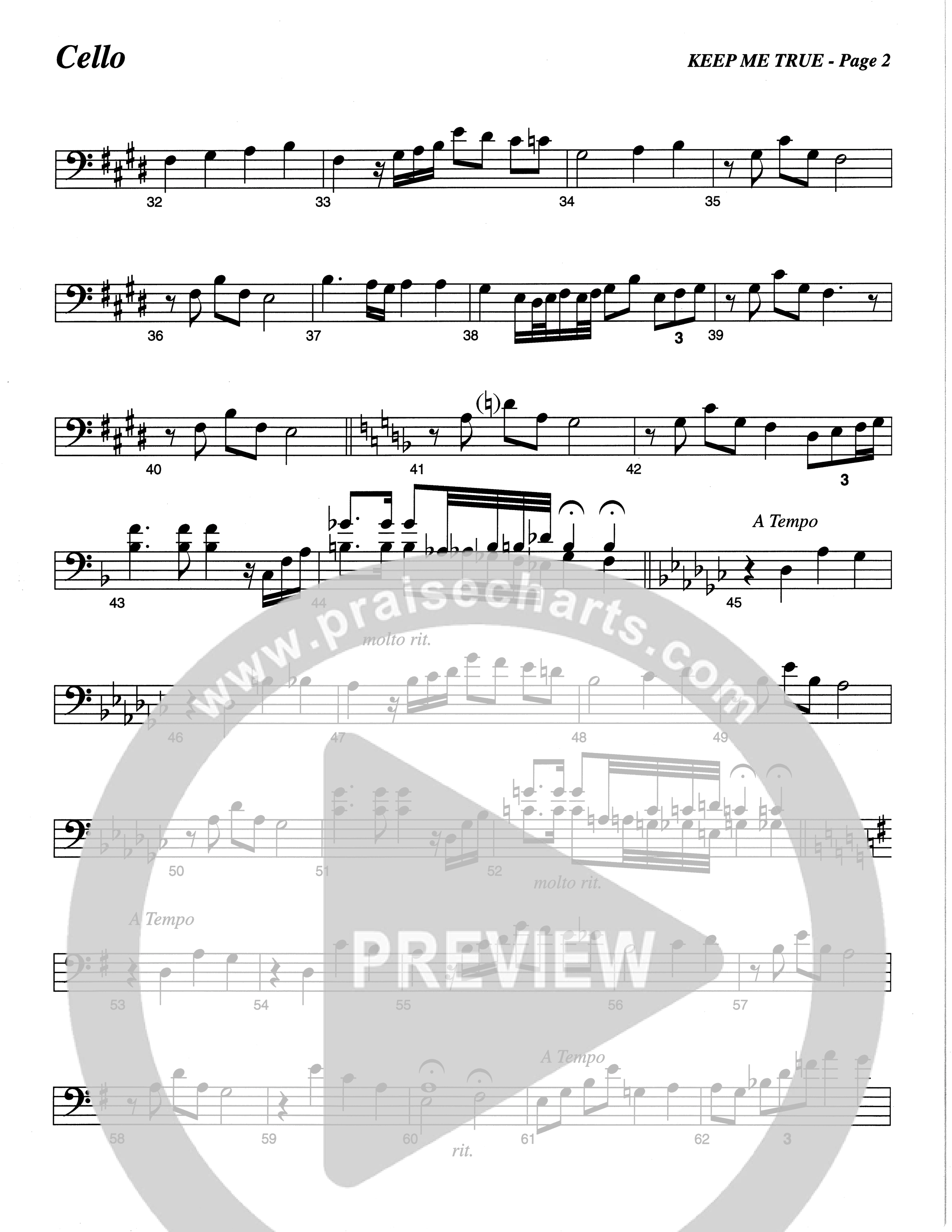 Keep Me True (Choral Anthem SATB) Cello (The Brooklyn Tabernacle Choir / Arr. Carol Cymbala / Orch. Oliver Wells)