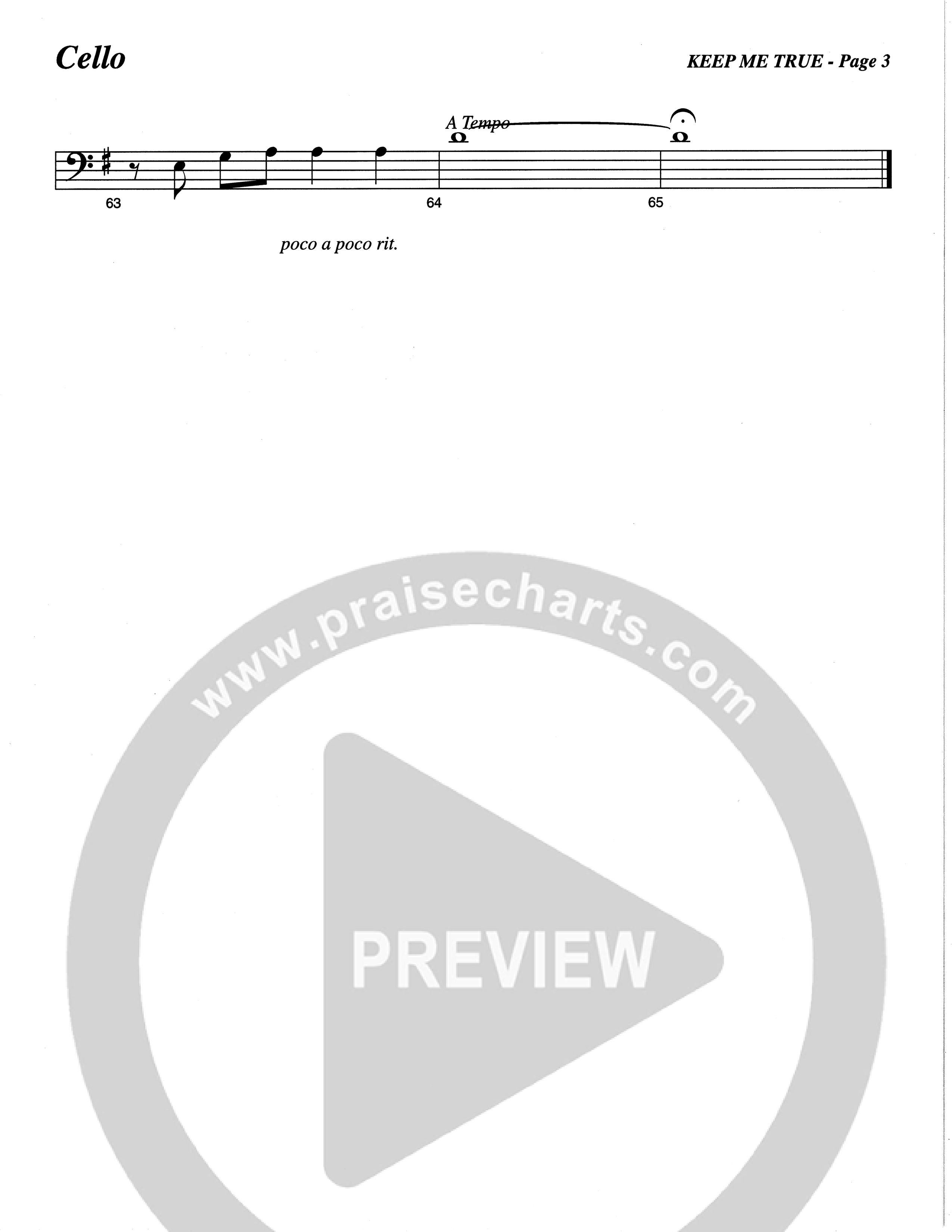 Keep Me True (Choral Anthem SATB) Cello (The Brooklyn Tabernacle Choir / Arr. Carol Cymbala / Orch. Oliver Wells)