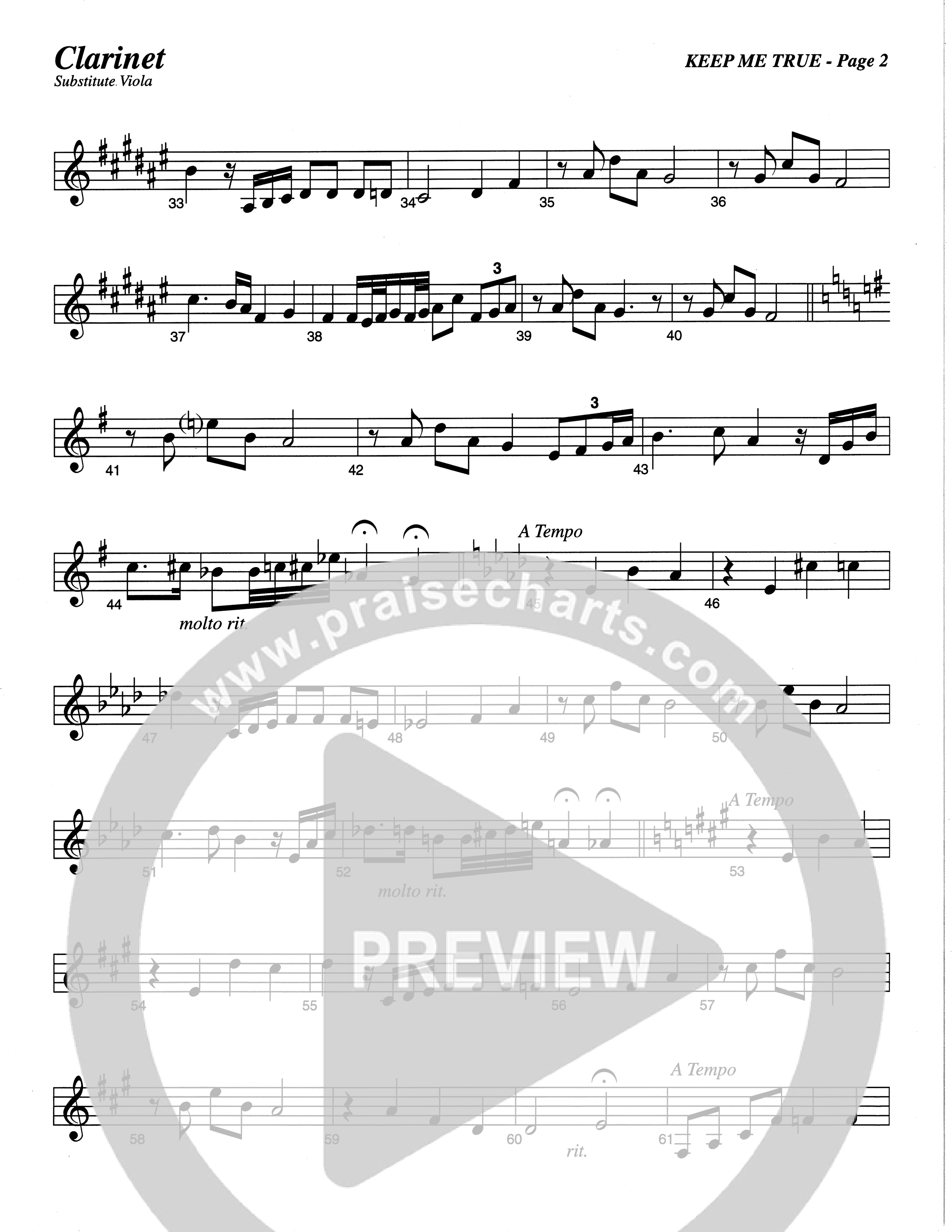 Keep Me True (Choral Anthem SATB) Clarinet (The Brooklyn Tabernacle Choir / Arr. Carol Cymbala / Orch. Oliver Wells)
