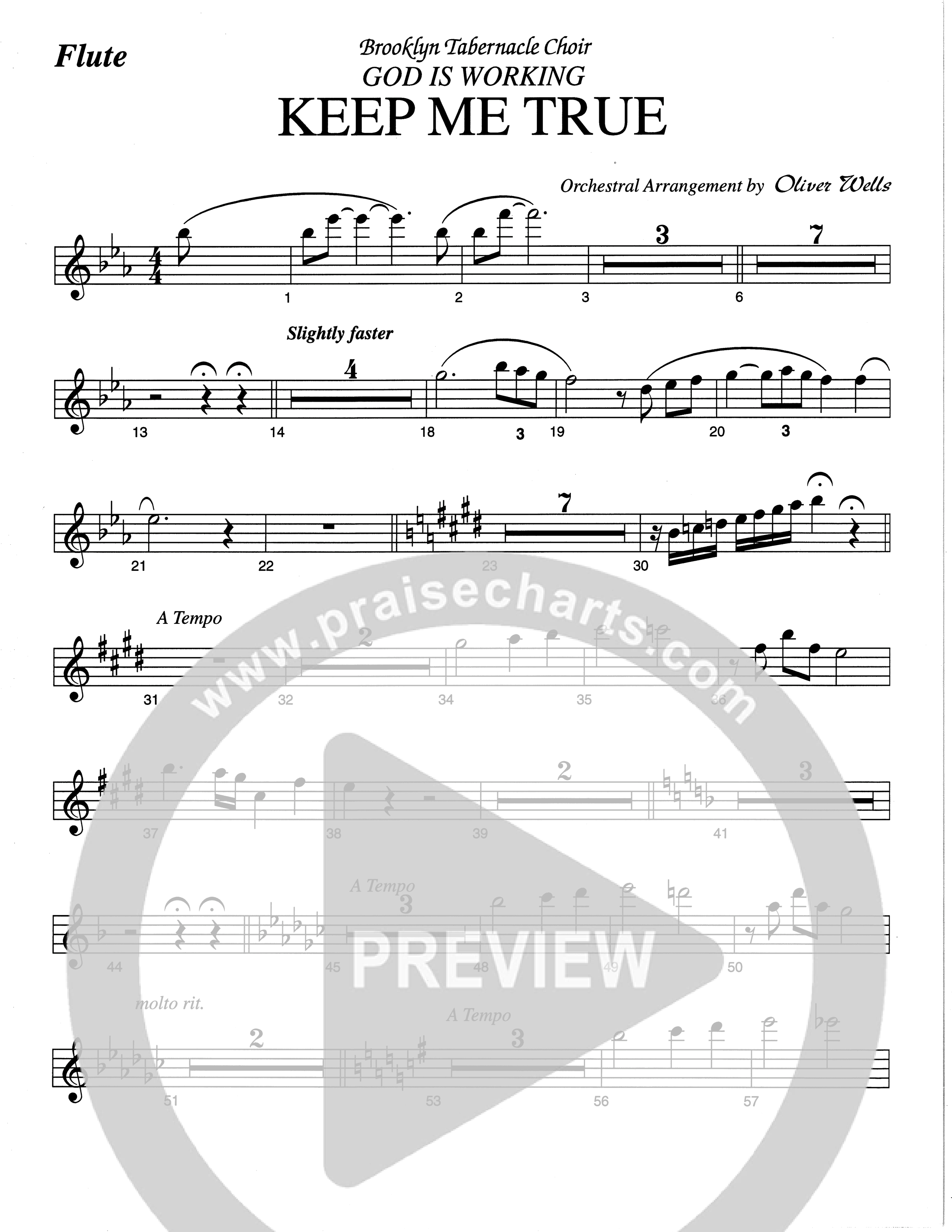 Keep Me True (Choral Anthem SATB) Flute (The Brooklyn Tabernacle Choir / Arr. Carol Cymbala / Orch. Oliver Wells)