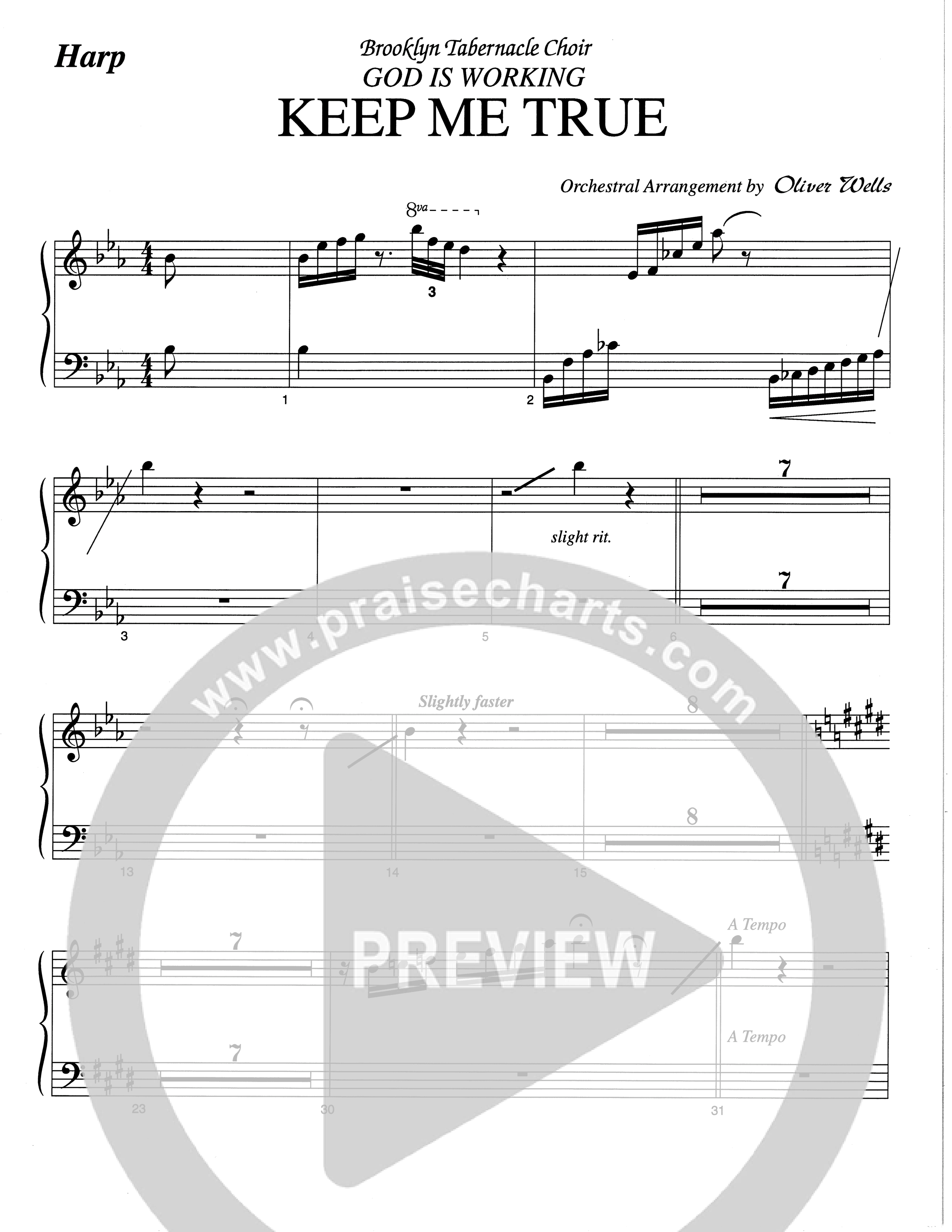 Keep Me True (Choral Anthem SATB) Harp (The Brooklyn Tabernacle Choir / Arr. Carol Cymbala / Orch. Oliver Wells)