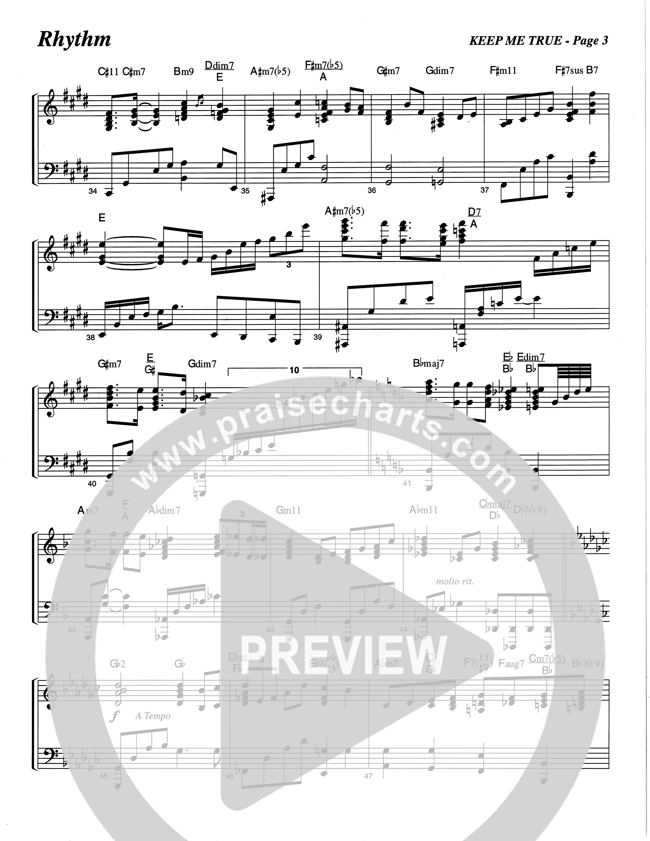 Keep Me True (Choral Anthem SATB) Rhythm Chart (The Brooklyn Tabernacle Choir / Arr. Carol Cymbala / Orch. Oliver Wells)