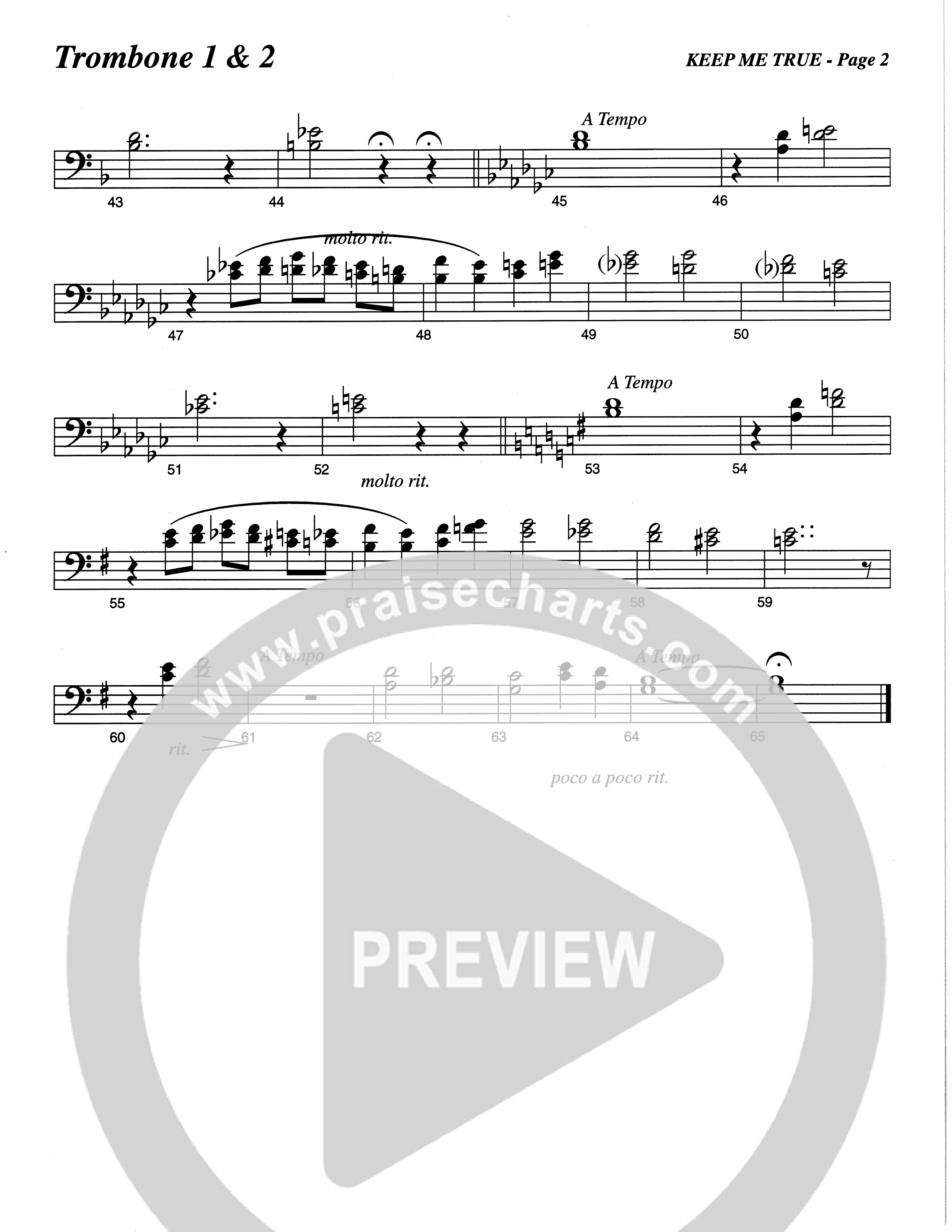 Keep Me True (Choral Anthem SATB) Trombone 1/2 (The Brooklyn Tabernacle Choir / Arr. Carol Cymbala / Orch. Oliver Wells)