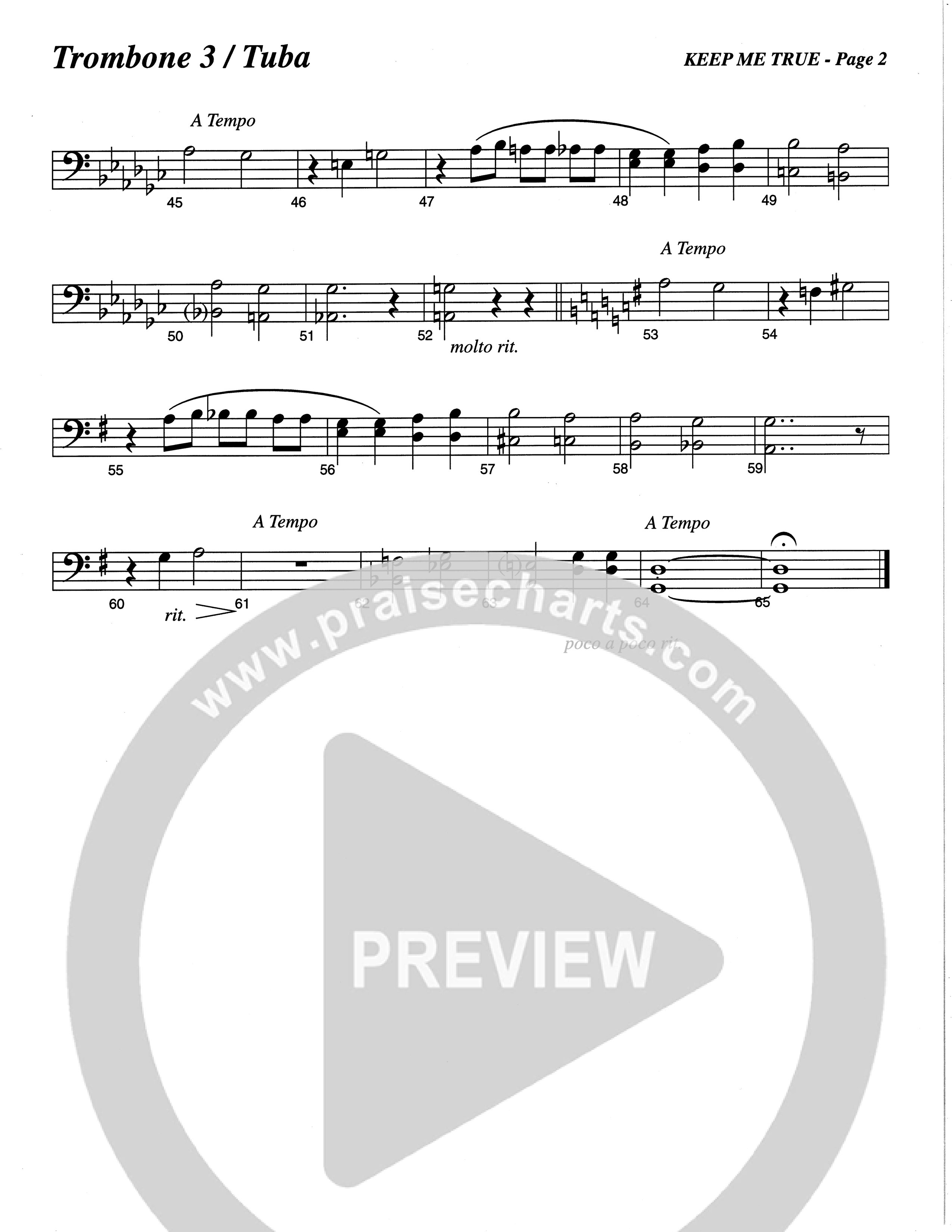 Keep Me True (Choral Anthem SATB) Trombone 3 (The Brooklyn Tabernacle Choir / Arr. Carol Cymbala / Orch. Oliver Wells)