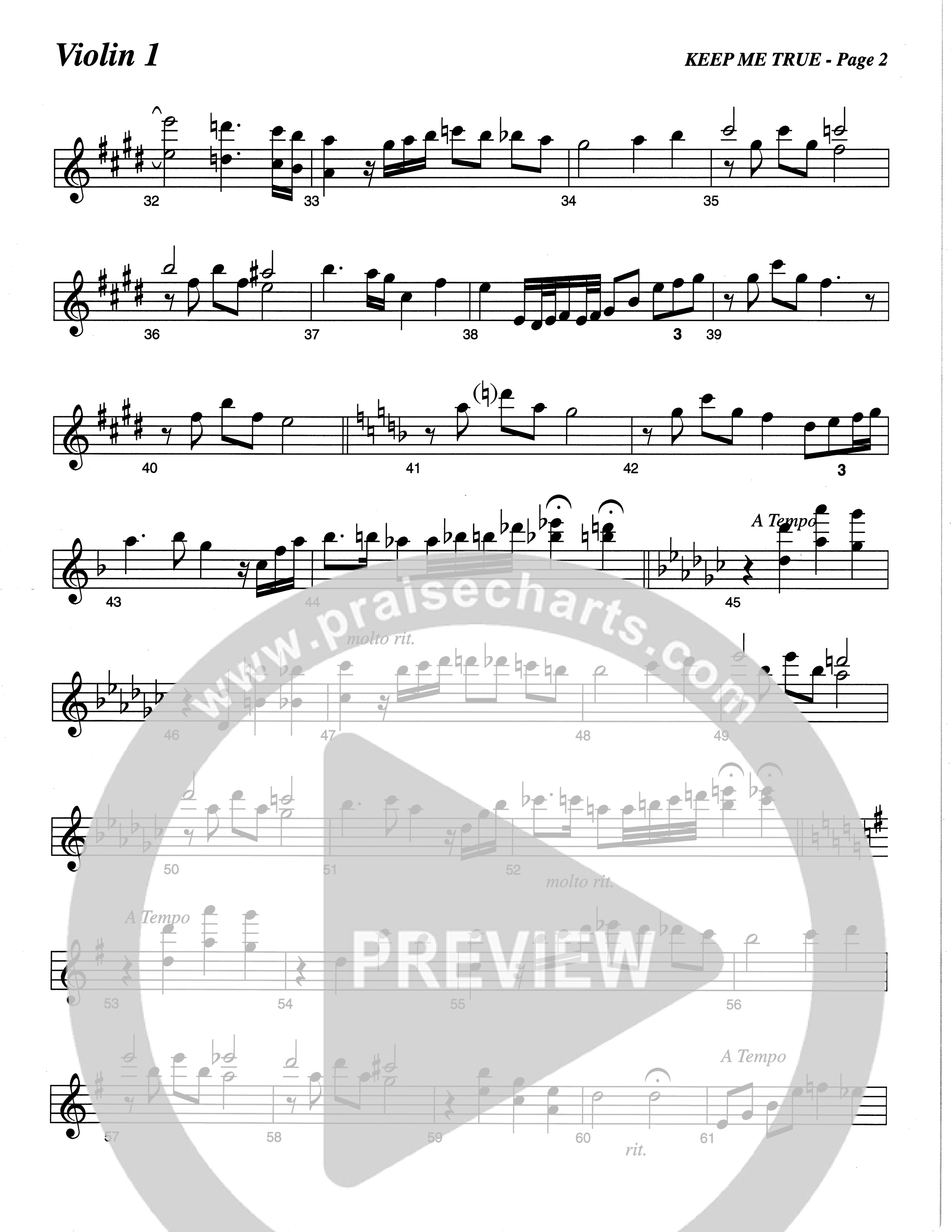 Keep Me True (Choral Anthem SATB) Violin 1 (The Brooklyn Tabernacle Choir / Arr. Carol Cymbala / Orch. Oliver Wells)