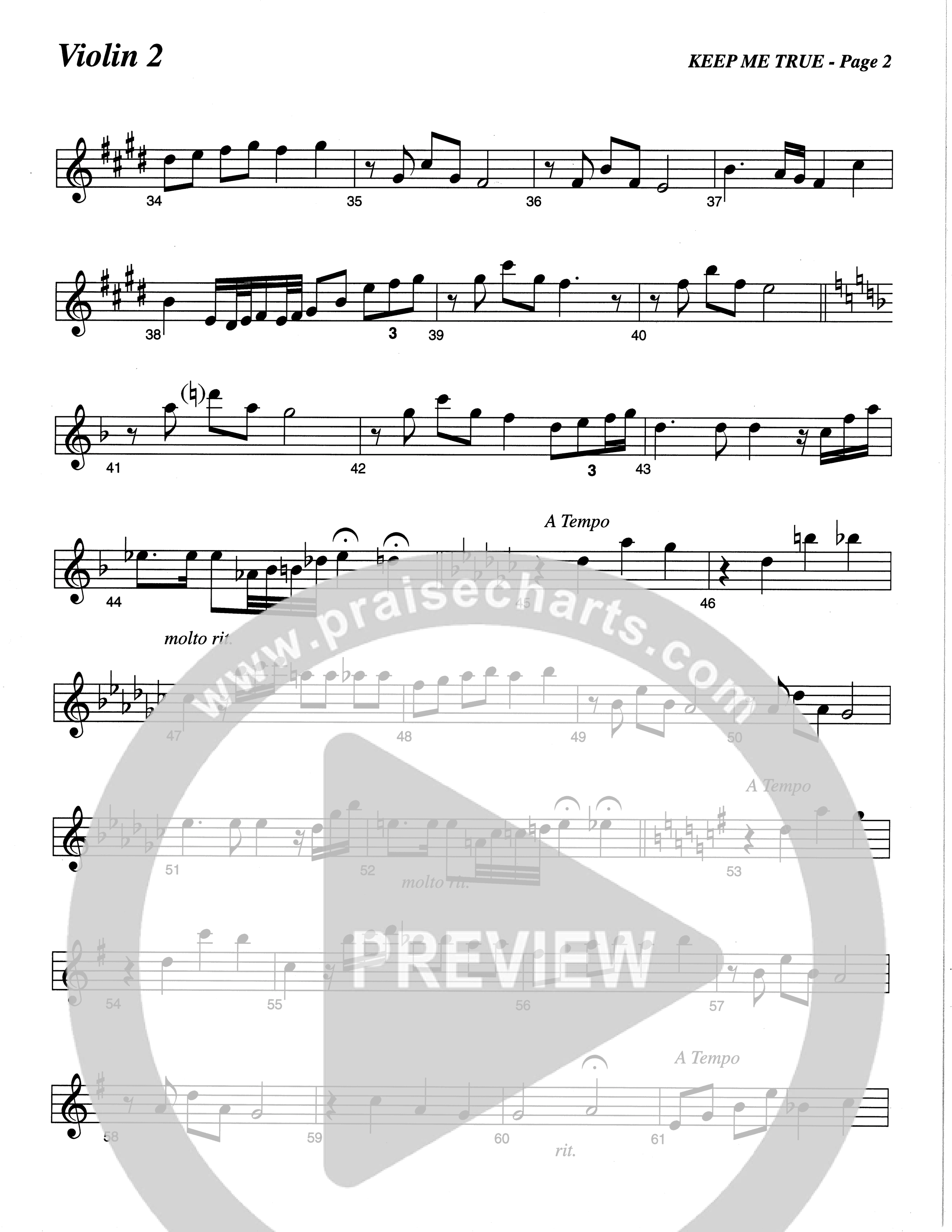 Keep Me True (Choral Anthem SATB) Violin 2 (The Brooklyn Tabernacle Choir / Arr. Carol Cymbala / Orch. Oliver Wells)