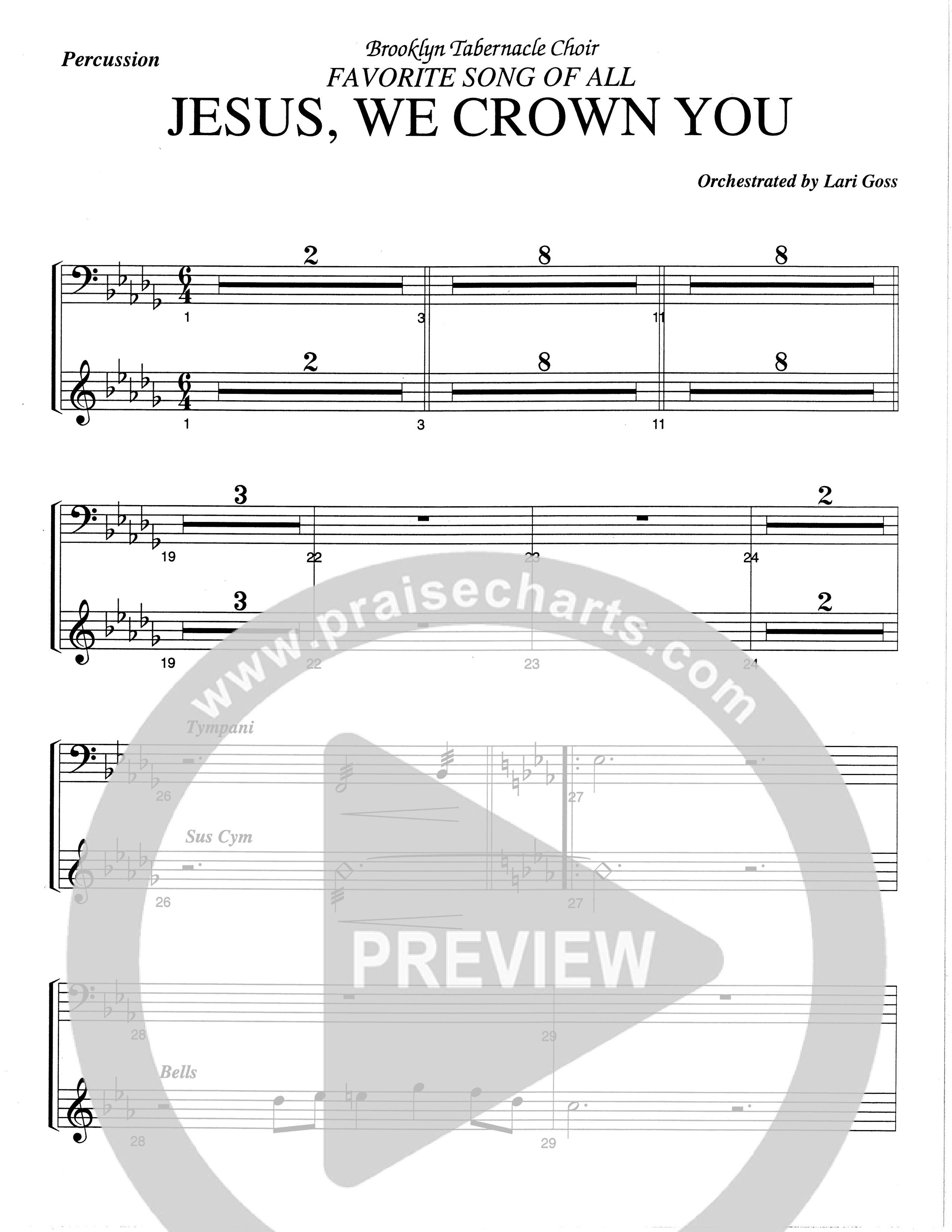 Jesus We Crown You With Praise (Choral Anthem SATB) Percussion (The Brooklyn Tabernacle Choir / Arr. Carol Cymbala / Orch. Lari Goss)