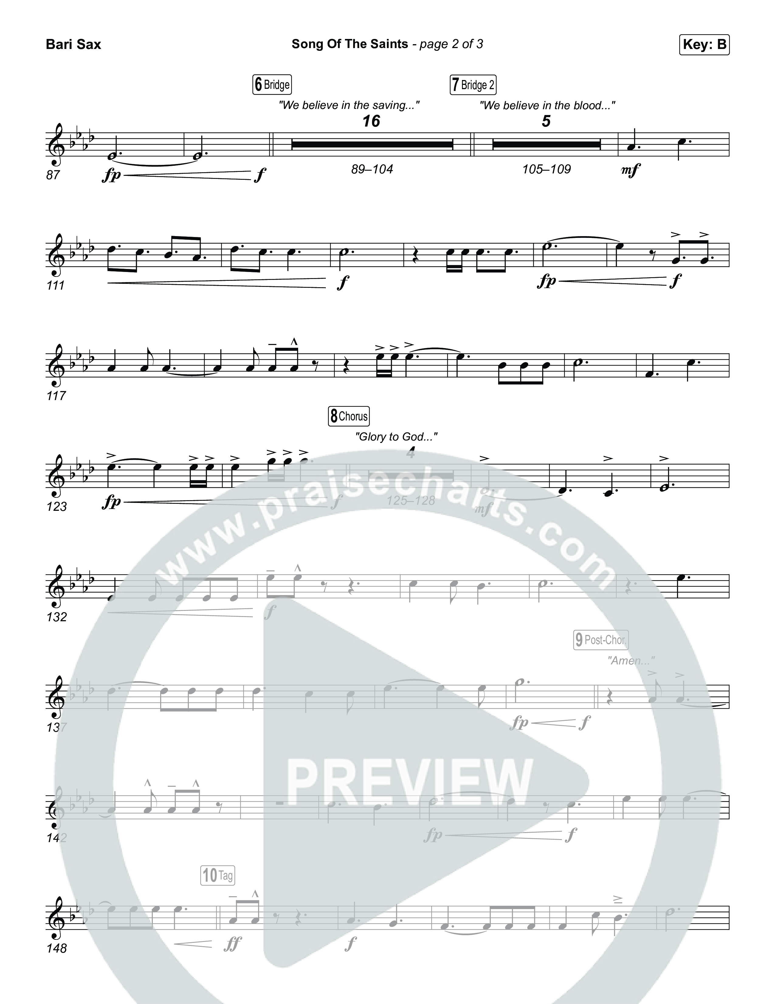 Song Of The Saints Bari Sax (Phil Wickham)