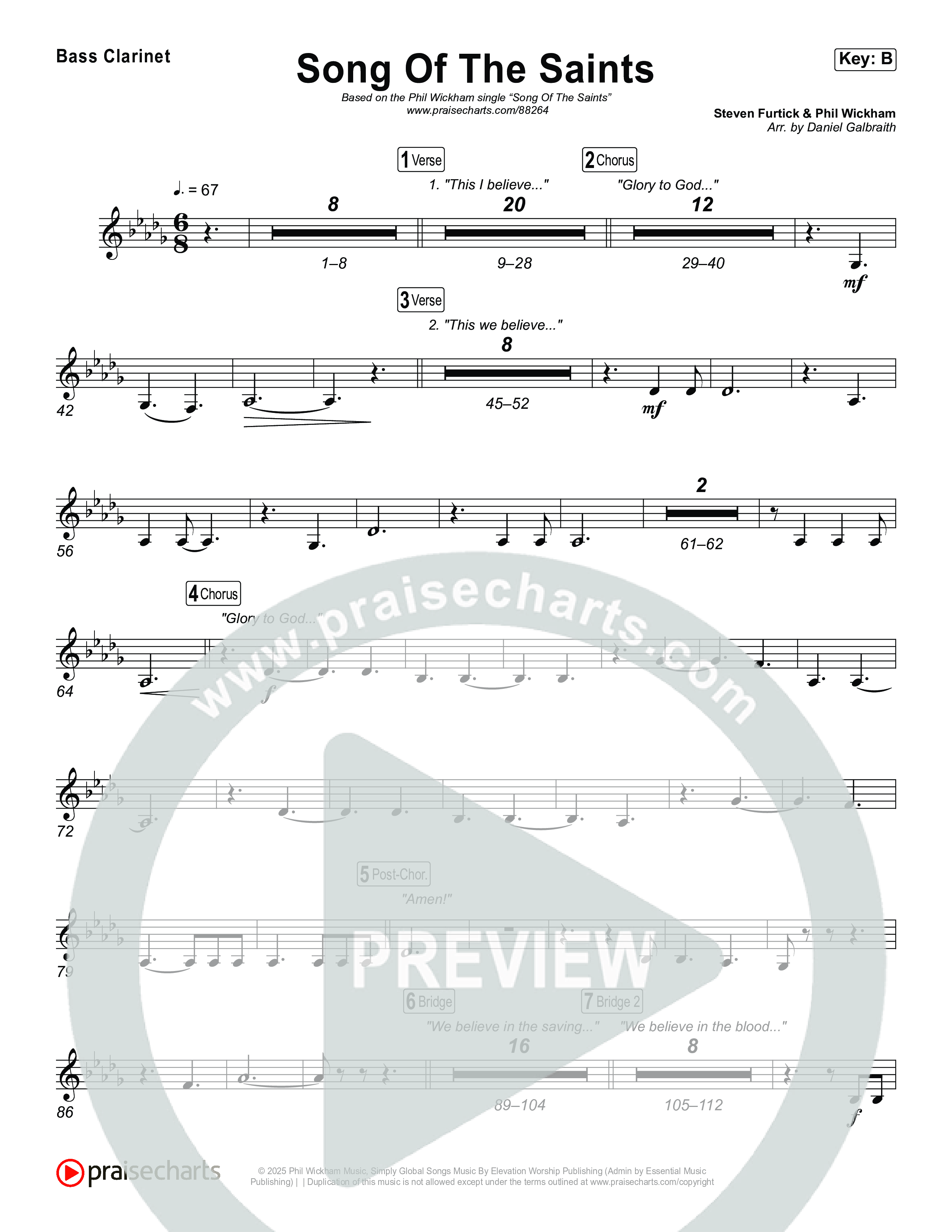 Song Of The Saints Bass Clarinet (Phil Wickham)